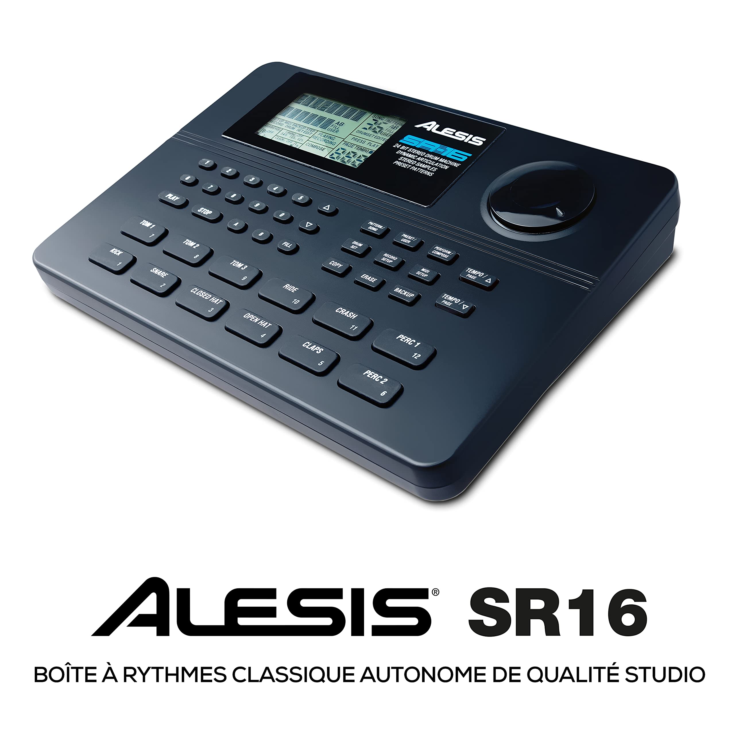 Alesis SR16 - Boîte à Rythmes Professionnelle avec 12 Pads et 233 Sons de Percussions Réalistes avec Dynamic Articulation, Connectivité Complète et Effets Intégrés