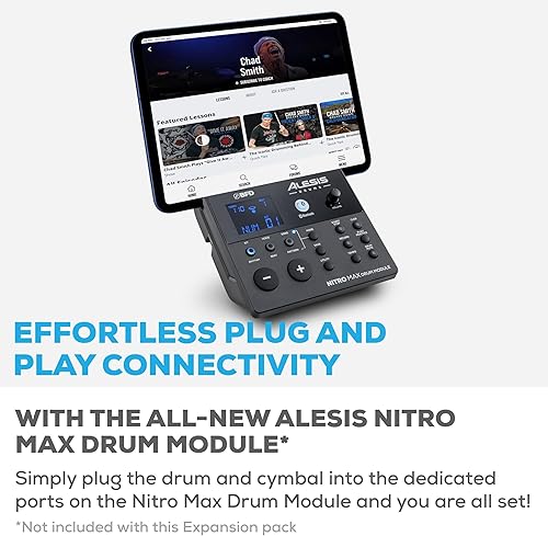 Miniatura 5 de Alesis Drums Nitro Max Expansion Pack - Juego de tambores eléctricos de expansión para Nitro Max Kit con almohadilla de malla Tom Pad de 10 pulgadas