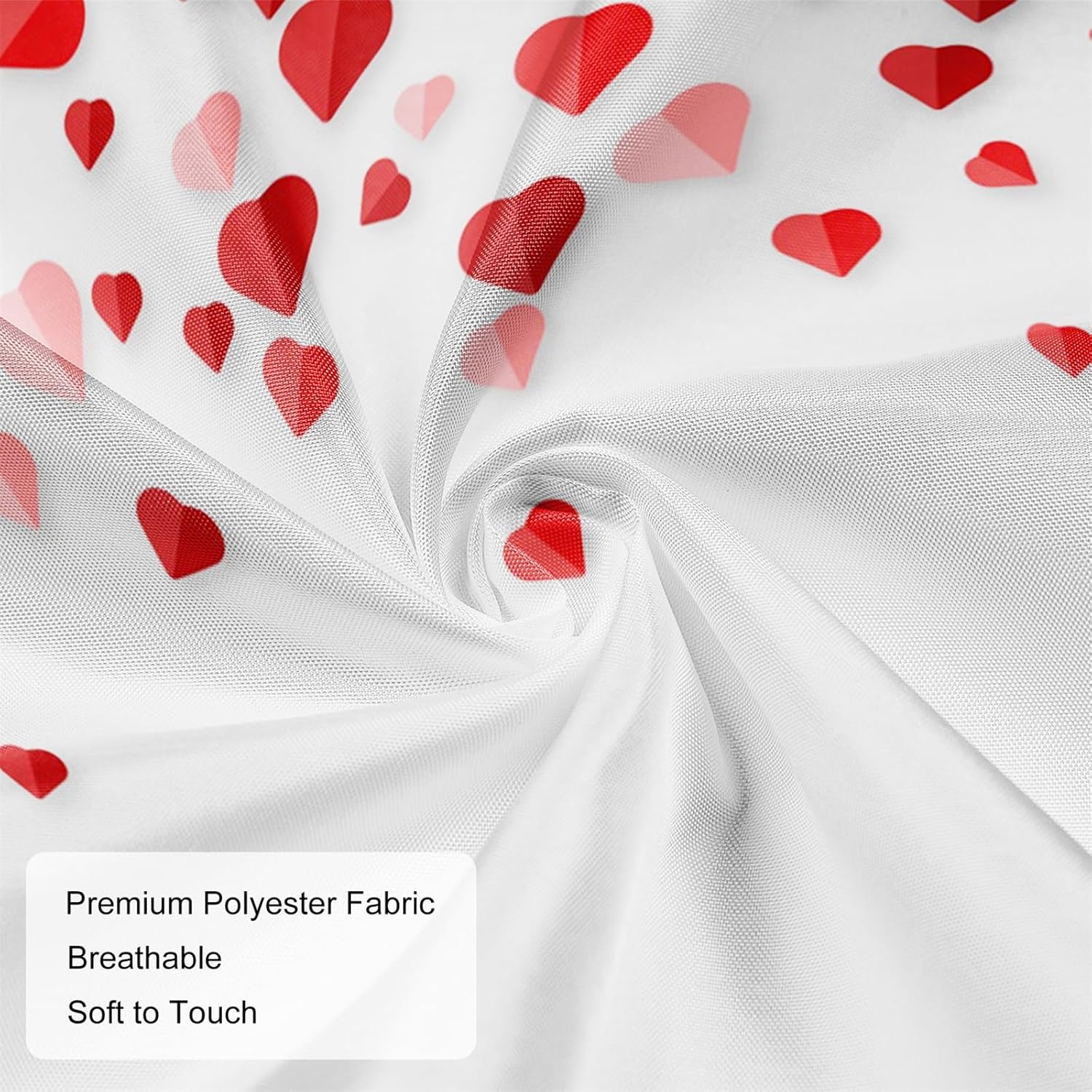 AOFOTO Pink Red Heart Shower Curtains Modern Romantic Valentine's Day White Shower Curtain for Bathroom Falling Hearts Printed Polyester Shower Curtain Bathroom Decor Accessories Set 72x78 Inch