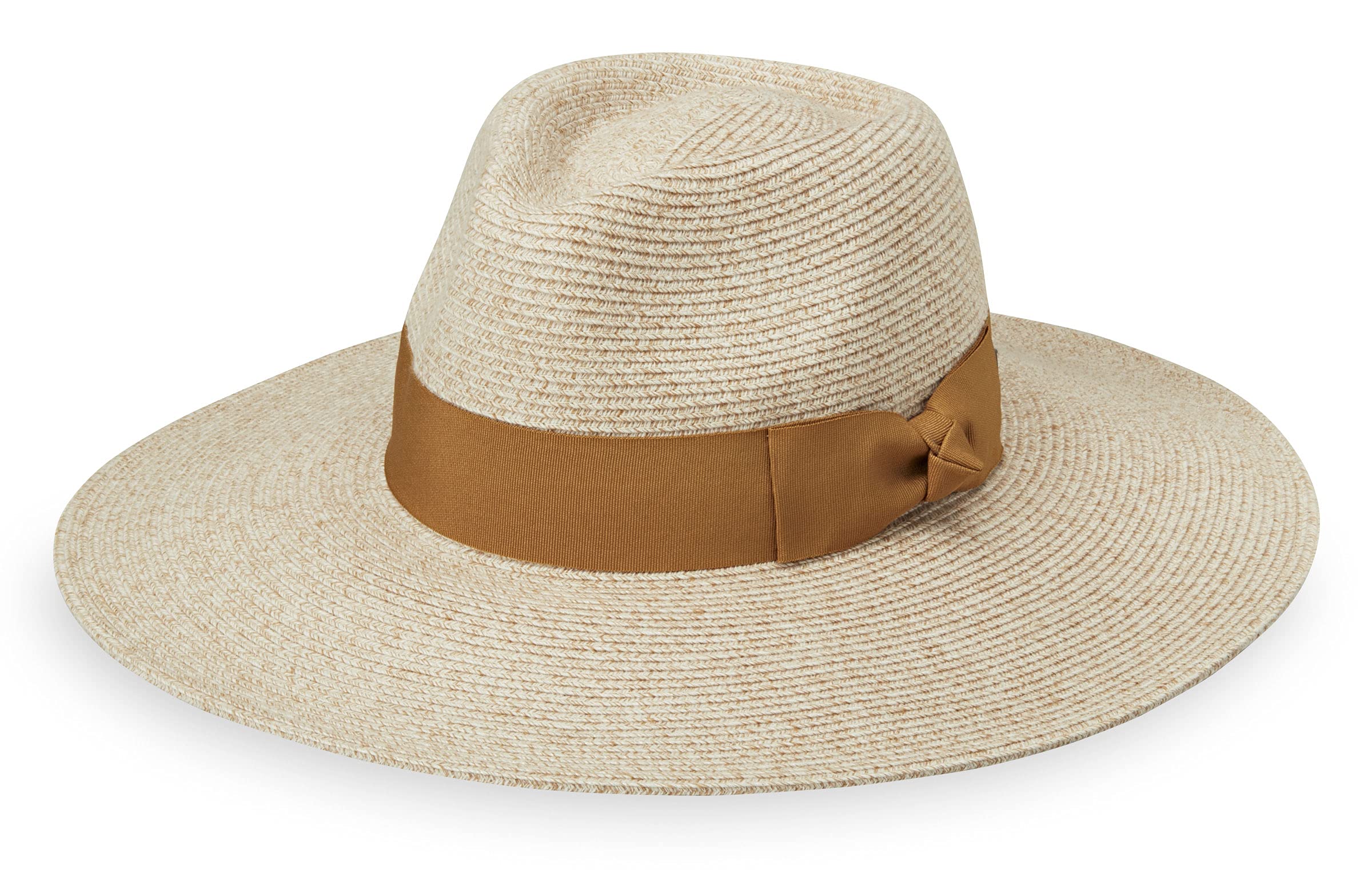 Wallaroo Hat Company Women’s St Lucia Fedora – UPF 50+, Lightweight, Wide Brim, Adjustable, Travel Friendly, Packable, Mixed Beige, M