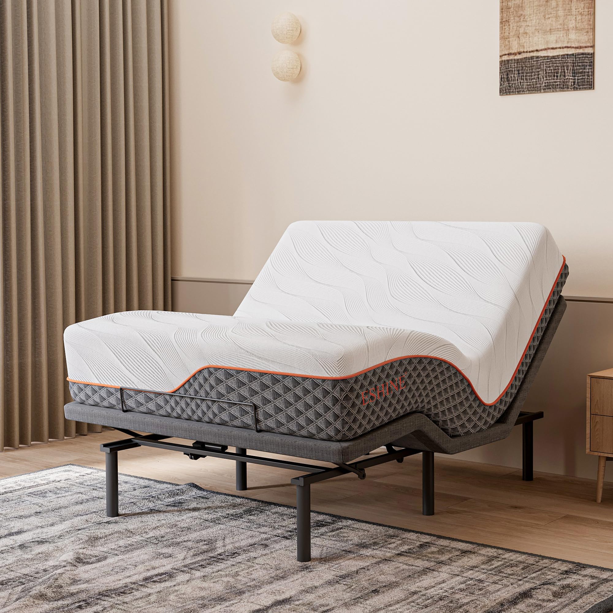 ESHINE 14 Hybrid Mattress Queen + Adjustable Bed Frame