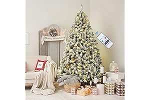 7.5 FT King of Christmas Flocked Xmas Tree, Snow Flocked Artificial Tree