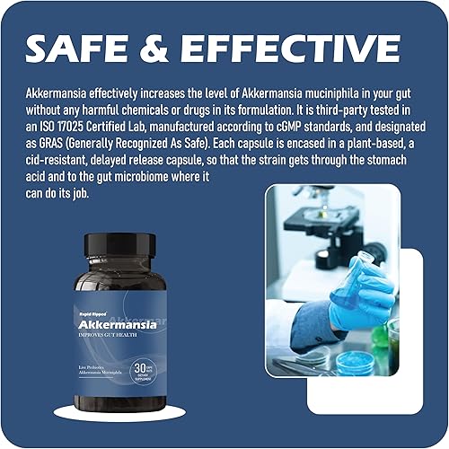 Miniatura 5 de Akkermansia Probiótico con fibra prebiótica  Aumenta la producción de GLP-1, liberación retardada, probado por terceros, cepa viva 100M AFU para la