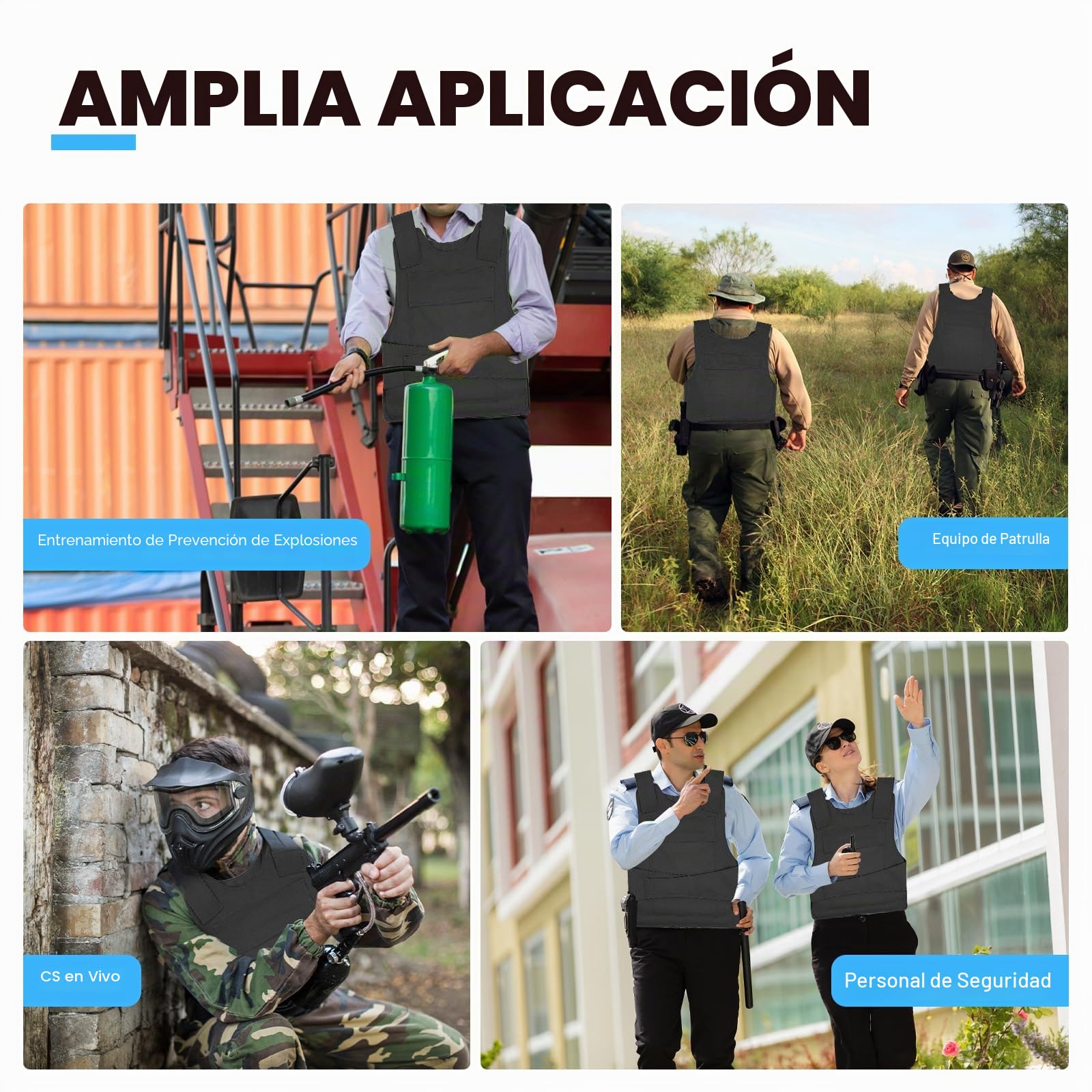 Chaleco protector de puntadas de acero al manganeso, resistente a pinchazos, para policías, protección de seguridad, Negro, Grande