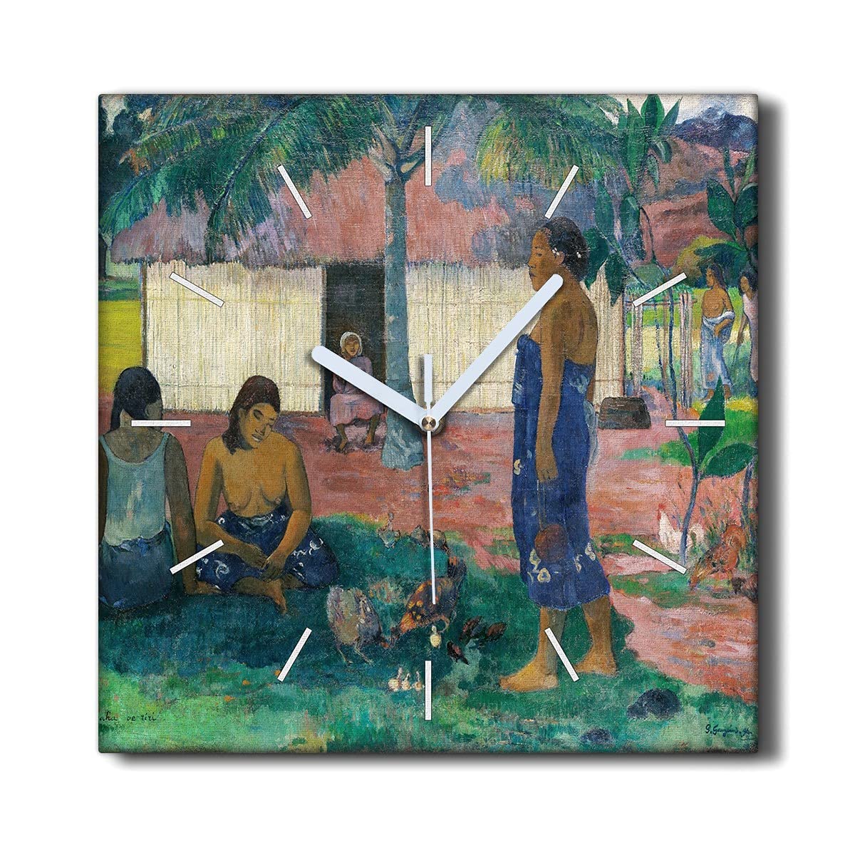 Horloge sur Toile 30x30cm Gauguin horloge murale sans tic-tac salon