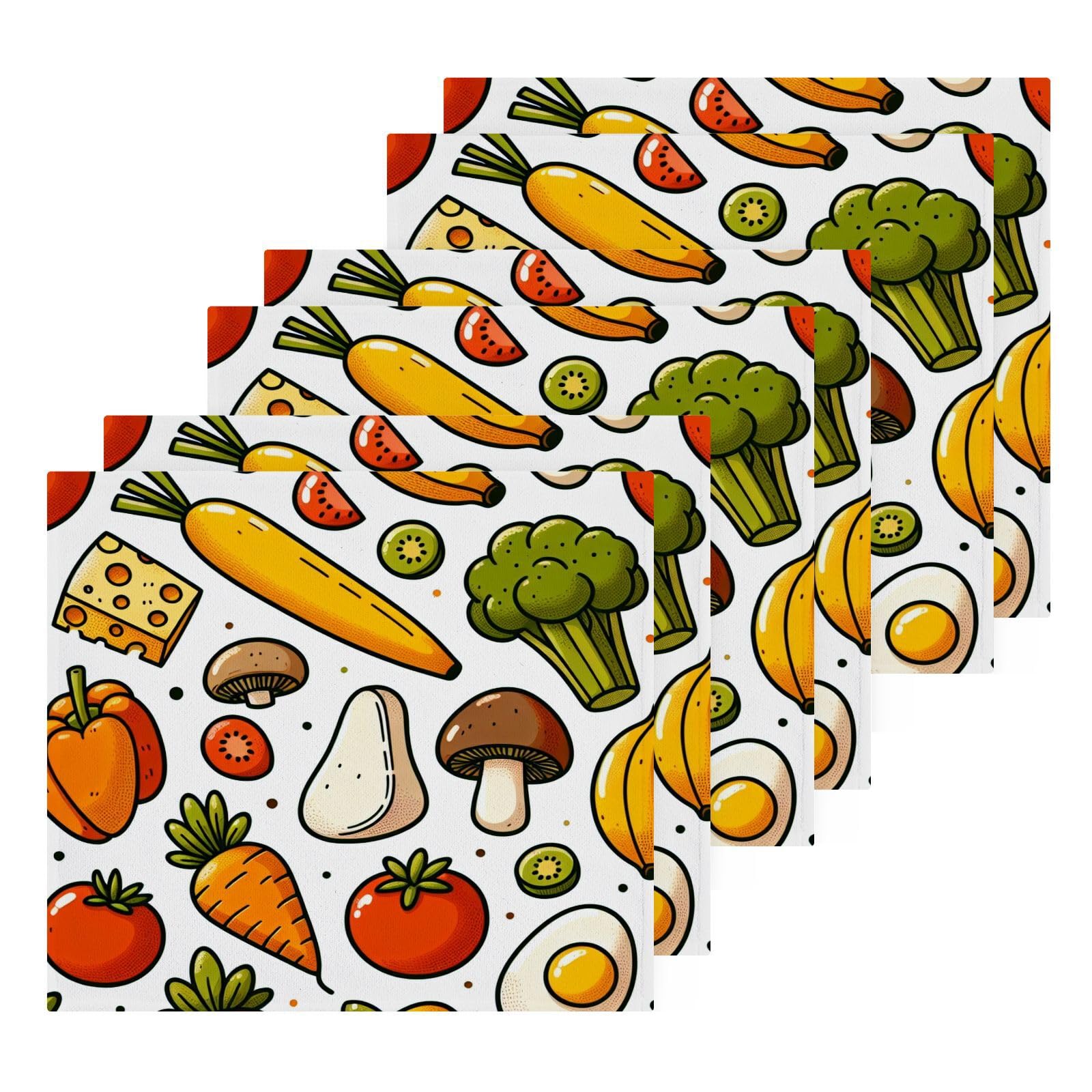 YANENDIE Colorful Vegetables Washcloths Towels, Highly Absorbent and Soft Cotton Face Cloths, 6 Pack Quick Dry Wash Cloths - 12 X 12 Inches