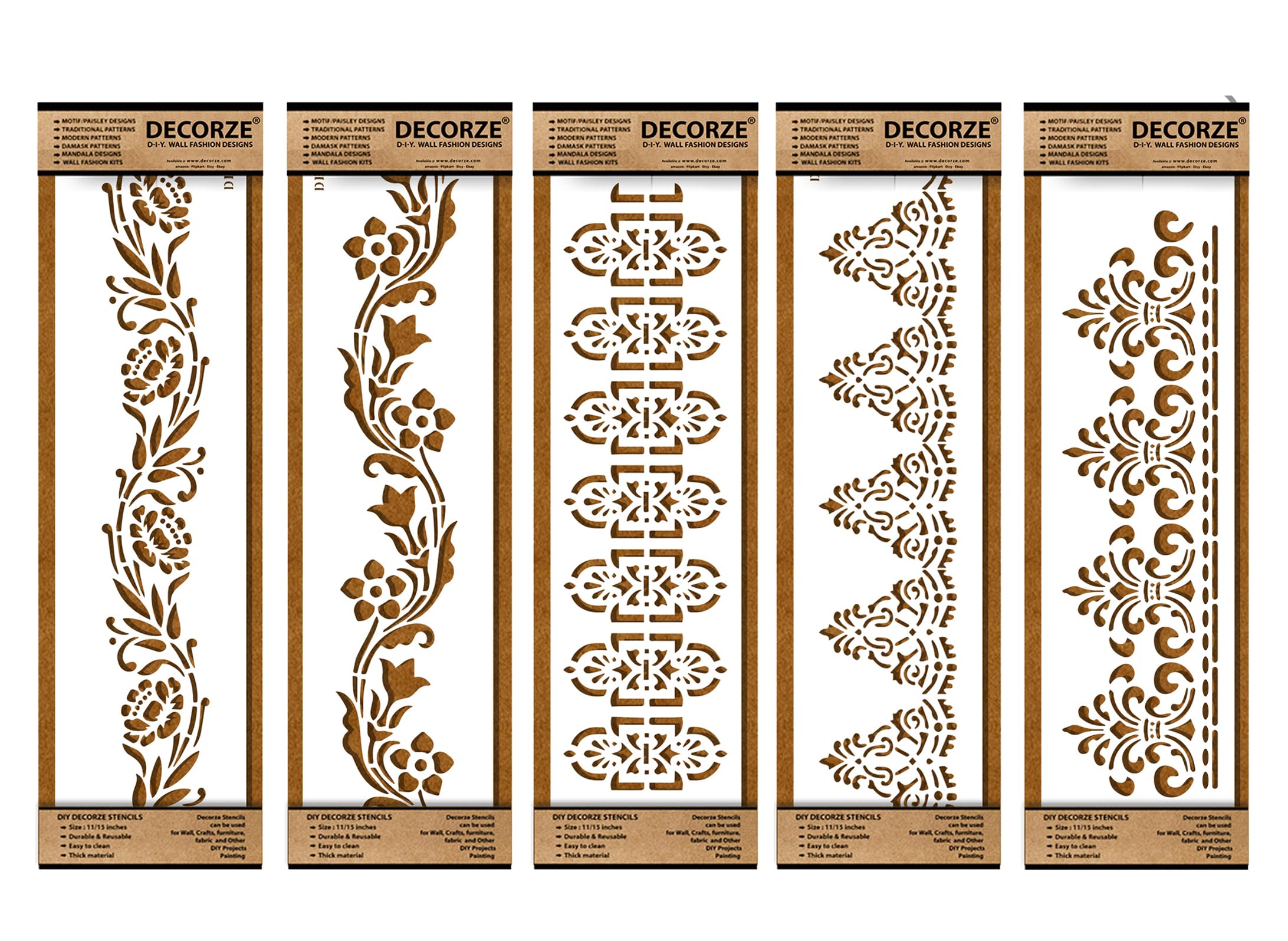 Decorze Plastic Stencils for Border Art, Stencils for Wall, Border Stencils for Wall Painting Suitable for Room Wall Decoration Purpose (Set of 5)(Color-White)|Design-14 (B0CL4X52QP) Amazon Price History, Amazon Price Tracker