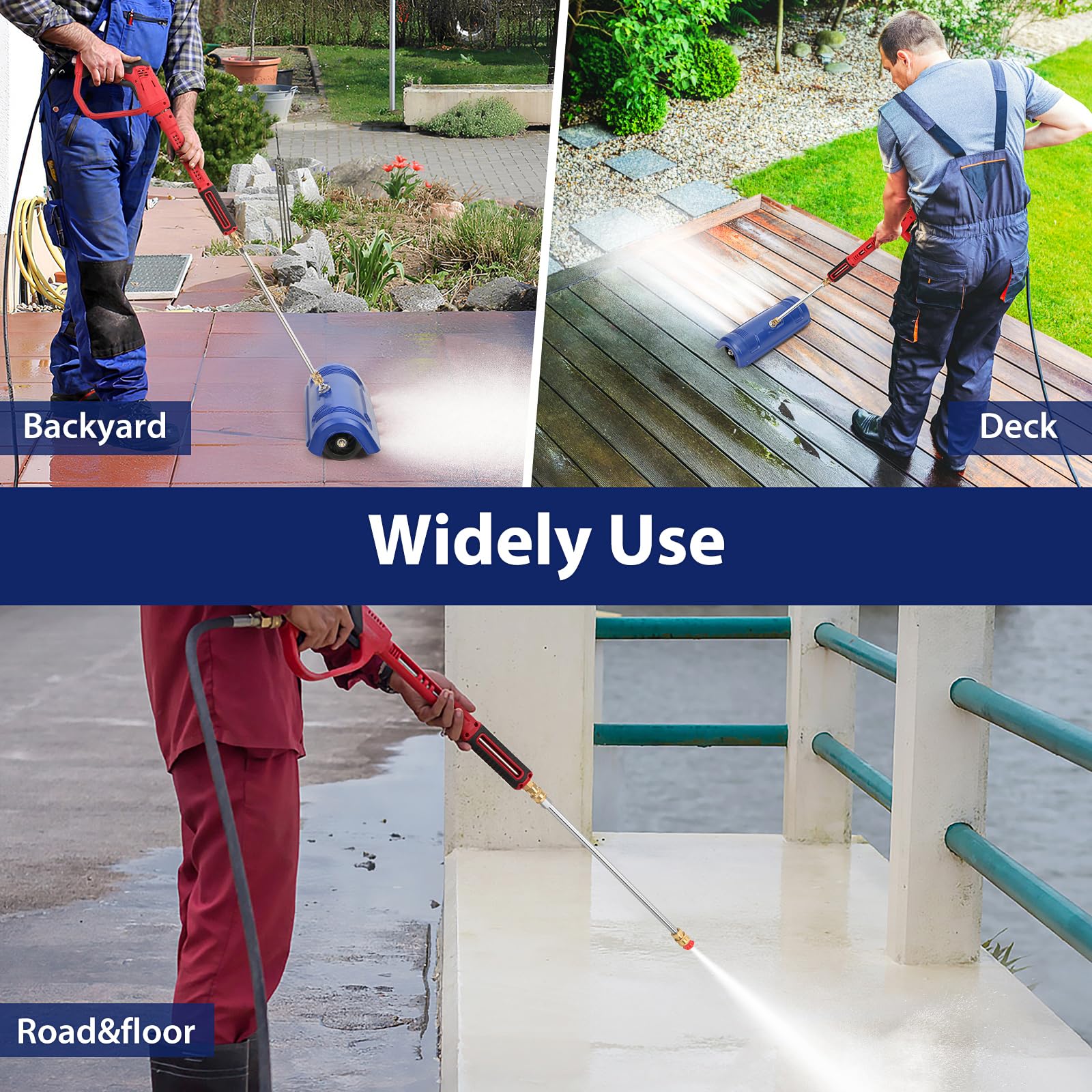 BlumWay Limpiador de superficies de lavado a presión de 15 pulgadas, 1200-4000 PSI con cepillo intercambiable, material resistente, enchufe rápido de 1/4 pulgadas, 2 x 15 varitas extendidas, boquilla