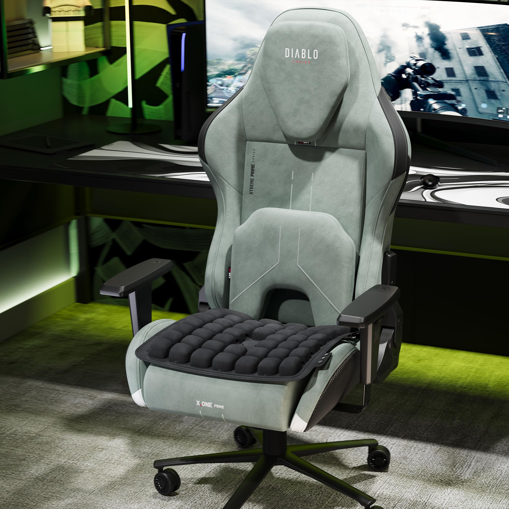 Diablo Chairs Massageauflage für Bürostuhl Rückenmassage elektrisch Massagekissen Lendenmassage Sitzauflage Gaming Stuhl Auto ergonomische Massage Matte mit Luftdrucksystem