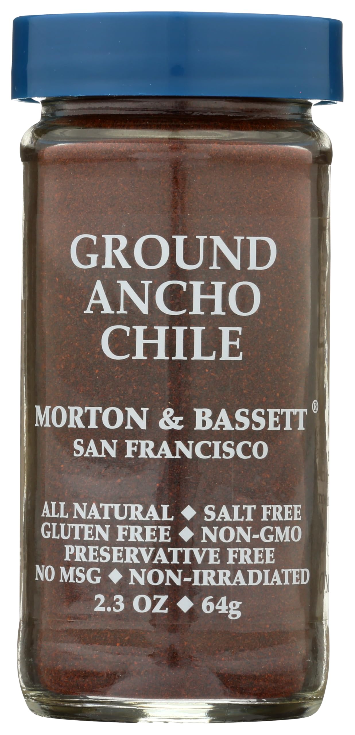 Morton & Bassett Ground Ancho Chile Powder, 2.3oz – Salt-Free, Non-GMO, Smoky Seasoning for Mexican & Southwestern