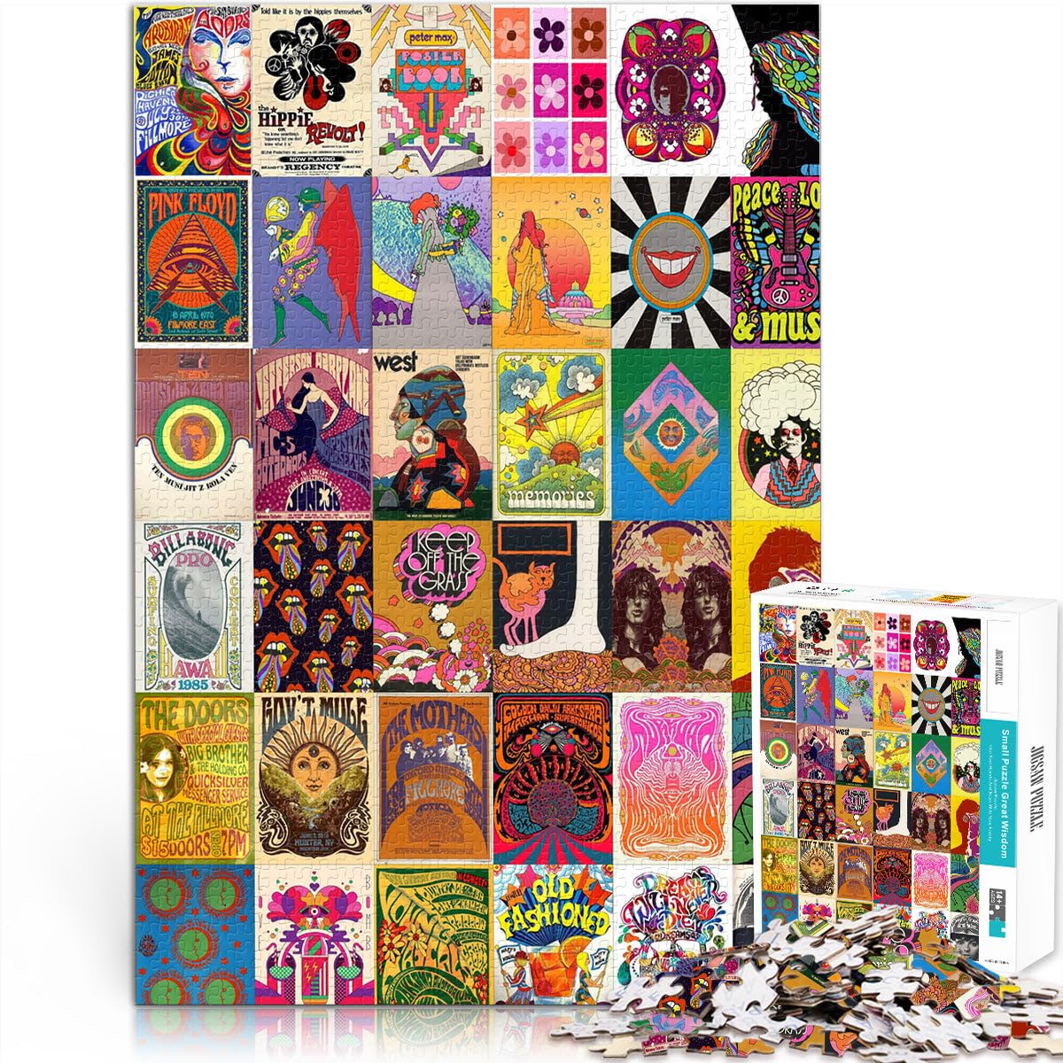 2000 Pieces Puzzles for teenagers hippie patchwork art Challenging Game Toys 70x100cm Unique Birthday and Gifts for Age 14 Years Up — image 1