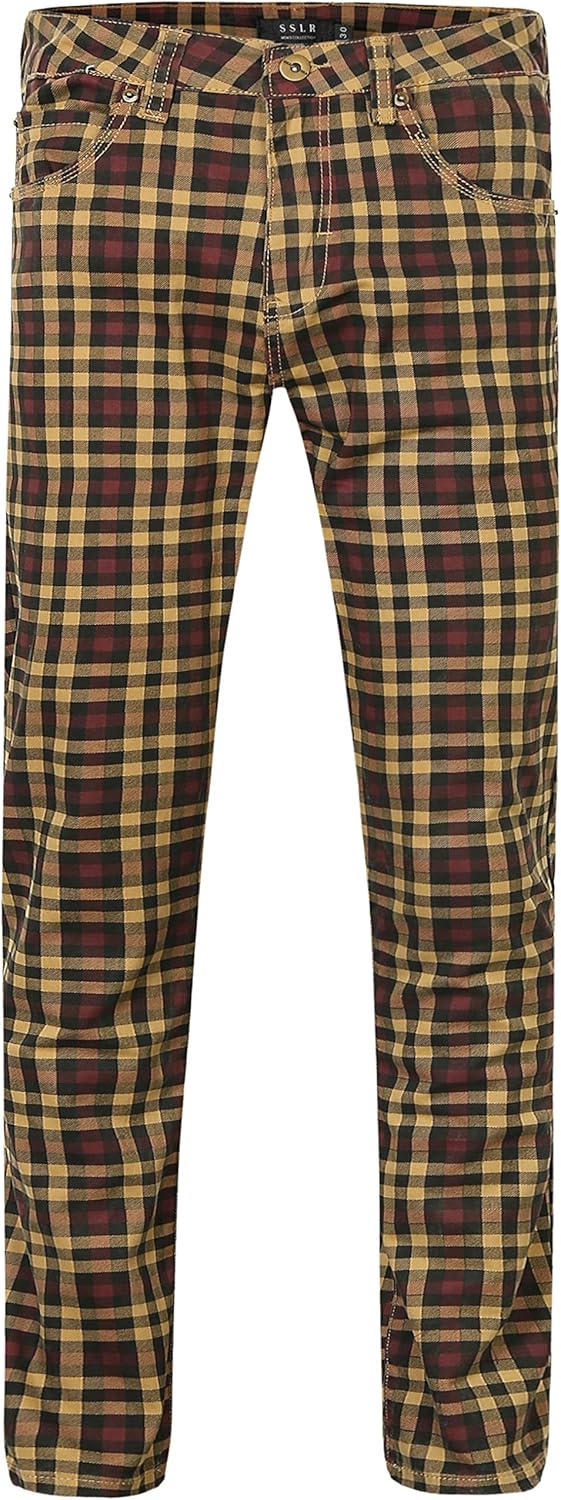 Plaid mens jeans Clearance