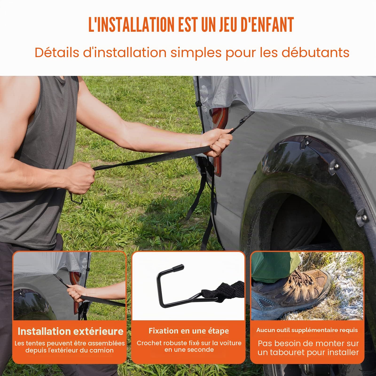 VEVOR Tente de lit de camion, tente de camionnette avec couche de pluie et sac de transport, tente de camion double couche imperméable pour camping, camping, voyage, activités de plein air