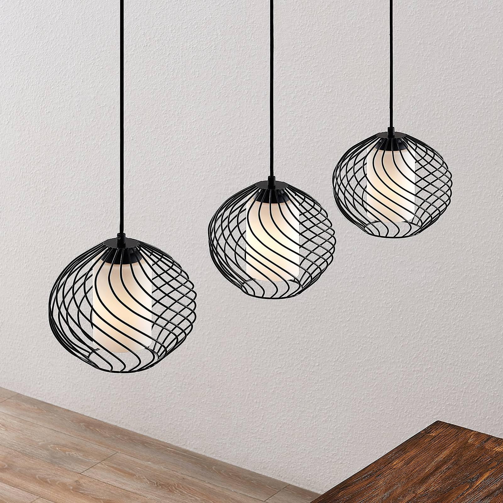 Lindby Pendelleuchte Cedrice (Retro, Vintage Antik) in Schwarz aus Metall (3 flammig E27) - Deckenlampe Esstischlampe Hängelampe Hängeleuchte Wohnzimmerleuchte