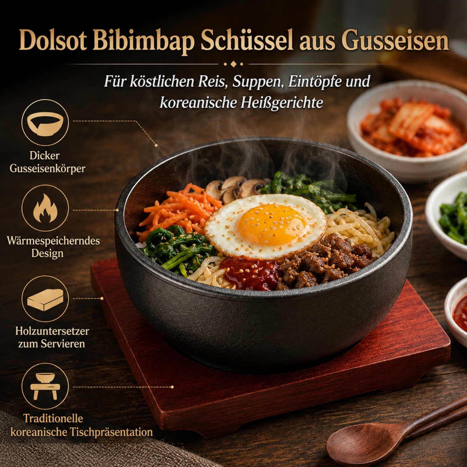 XICHENGSHIDAI Dolsot-Bibimbap-Schüssel aus Gusseisen, 900 ml