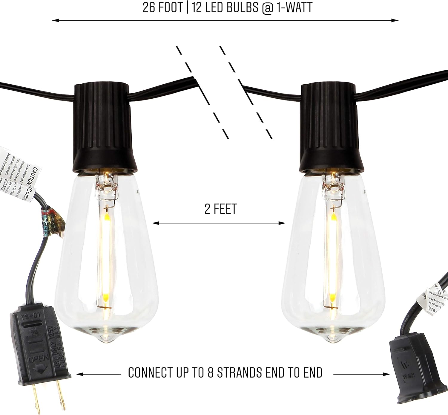 Brightech Ambience Pro Teardrop String Lights - Waterproof LED Outdoor String Lights - Hanging Dimmable 1W LED Bulbs - 26 Ft Commercial Grade Patio Backyard Gazebo