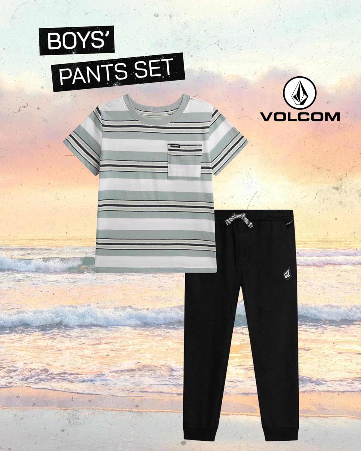 Volcom Baby Boys Pants Set - 2 Piece Short Sleeve Jersey T-Shirt and Woven Joggers - Matching Outfit for Little Boys (12M-7) - Image 2