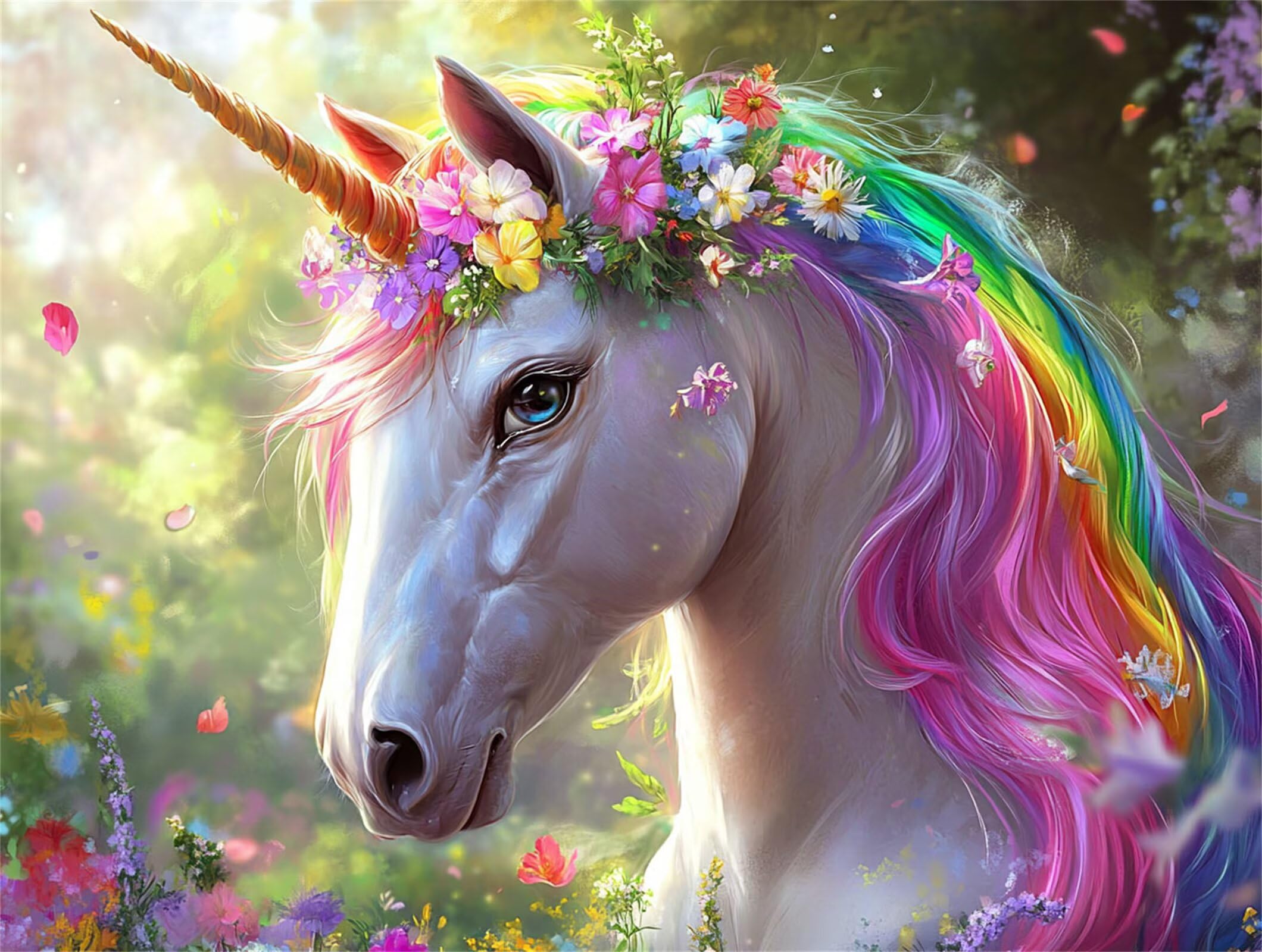 Diamond Painting Einhorn, 5D Diamond Painting Erwachsene 70x90cm qw1-575