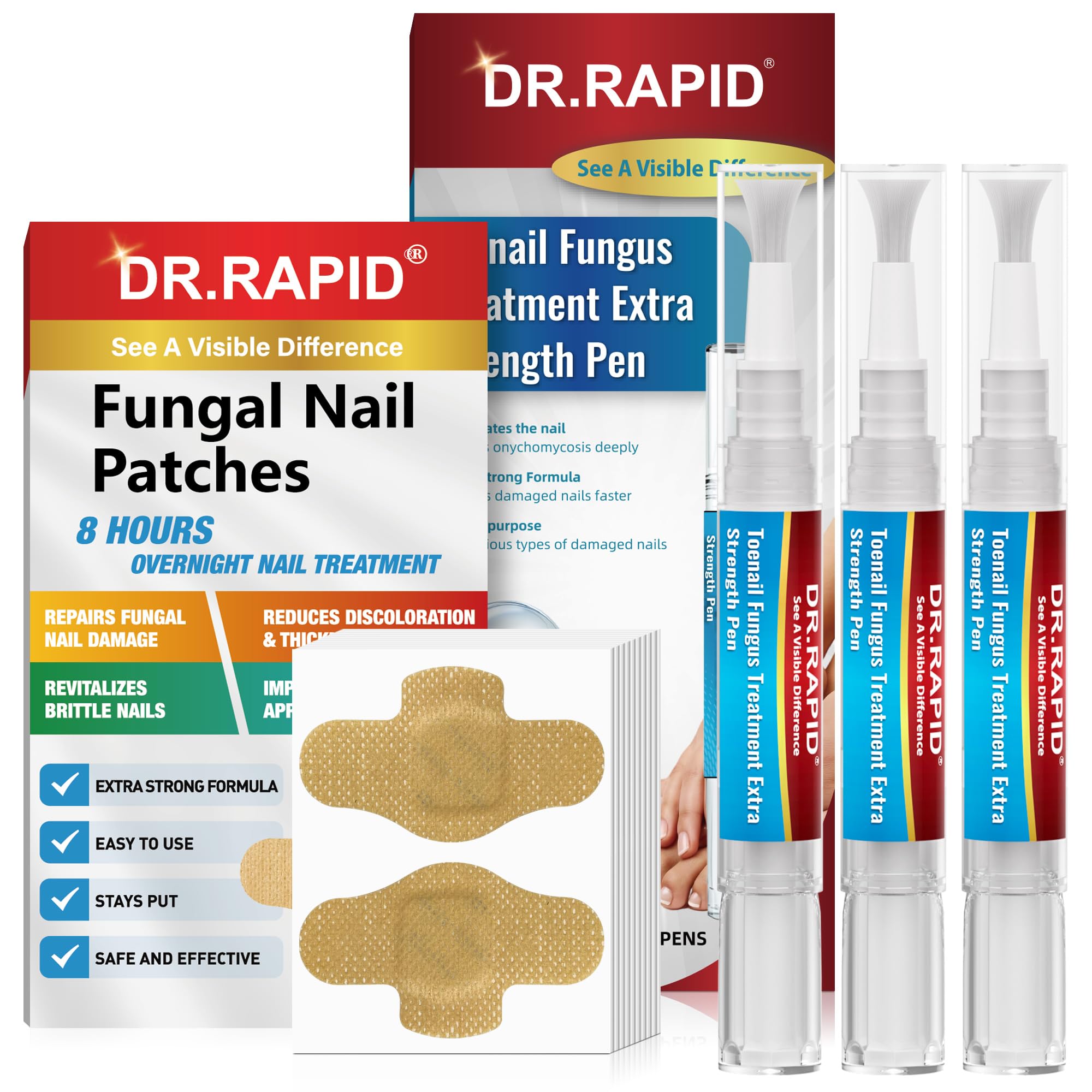 Toenail Fungus Treatment Pen and fungal Nail Patches, Toenail Fungus Treatment Extra Strength Day and Night Comprehensive Fungal Nail Treatment Set, Ideal for Nail Repair 3 Fl Oz (Pack of 1)
