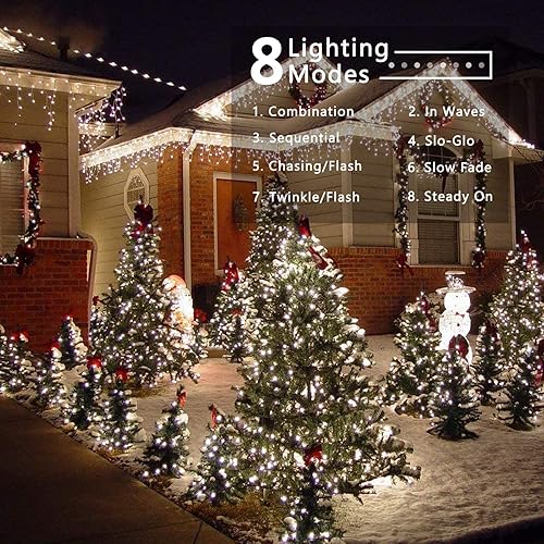 Miniatura 4 de Brizled - Extensión de luces LED impermeables decorativas de navidad para interiores y exteriores, 78.74 pies, 240 mini luces, 8 modos de