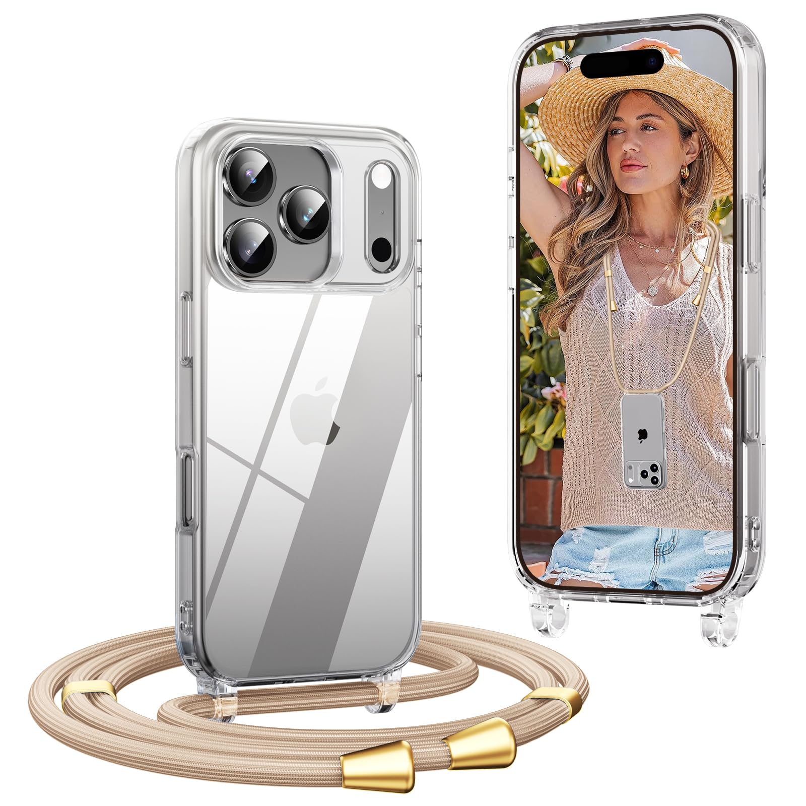 OLEPHY Handykette mit Band für iPhone 16 Hülle, Verstellbare