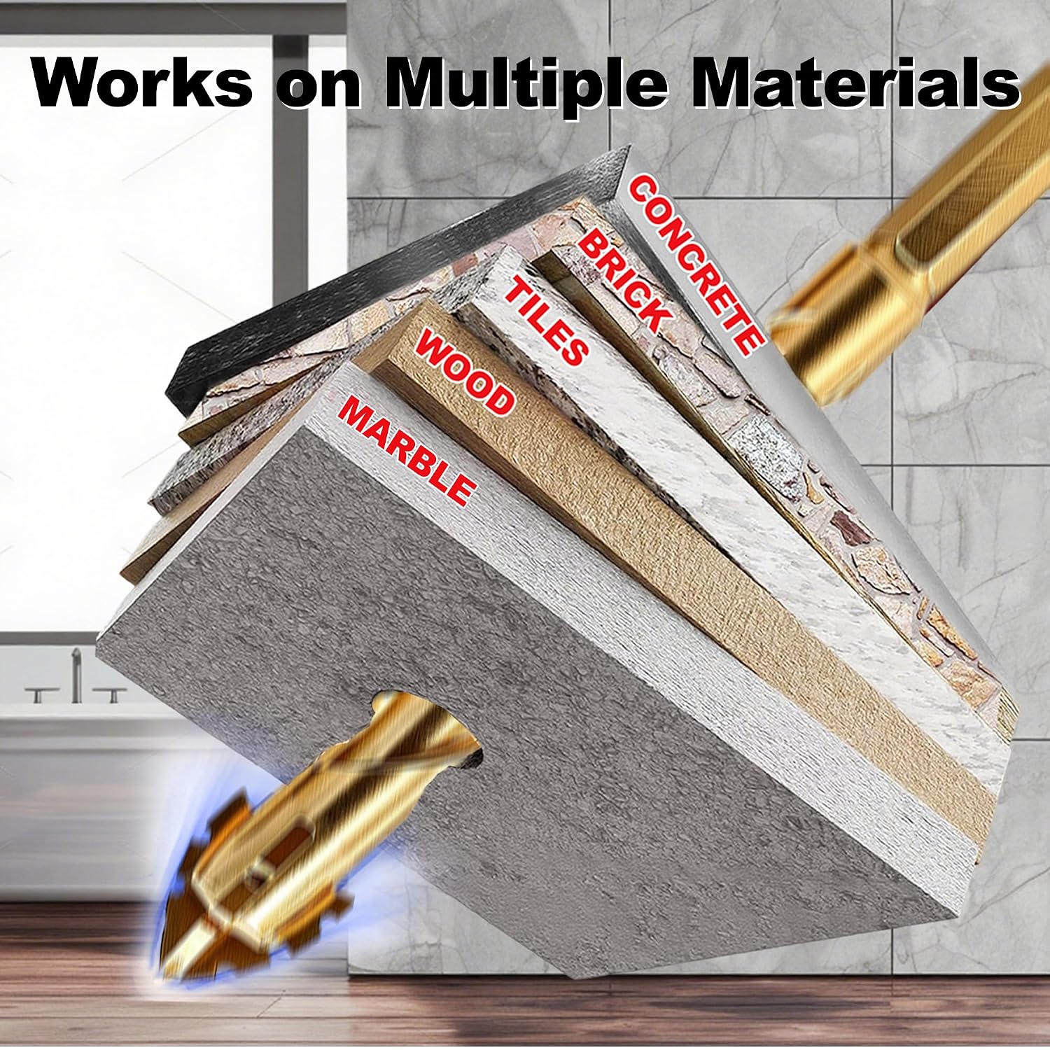 10pcs Masonry Drill Bit Set and Concrete Drill Bit Set,Industrial Strength Carbide Drill Bit Tipfor Brick/Plastic/Ceramics/Tile/Wood/Marble 1/8"-1/2"