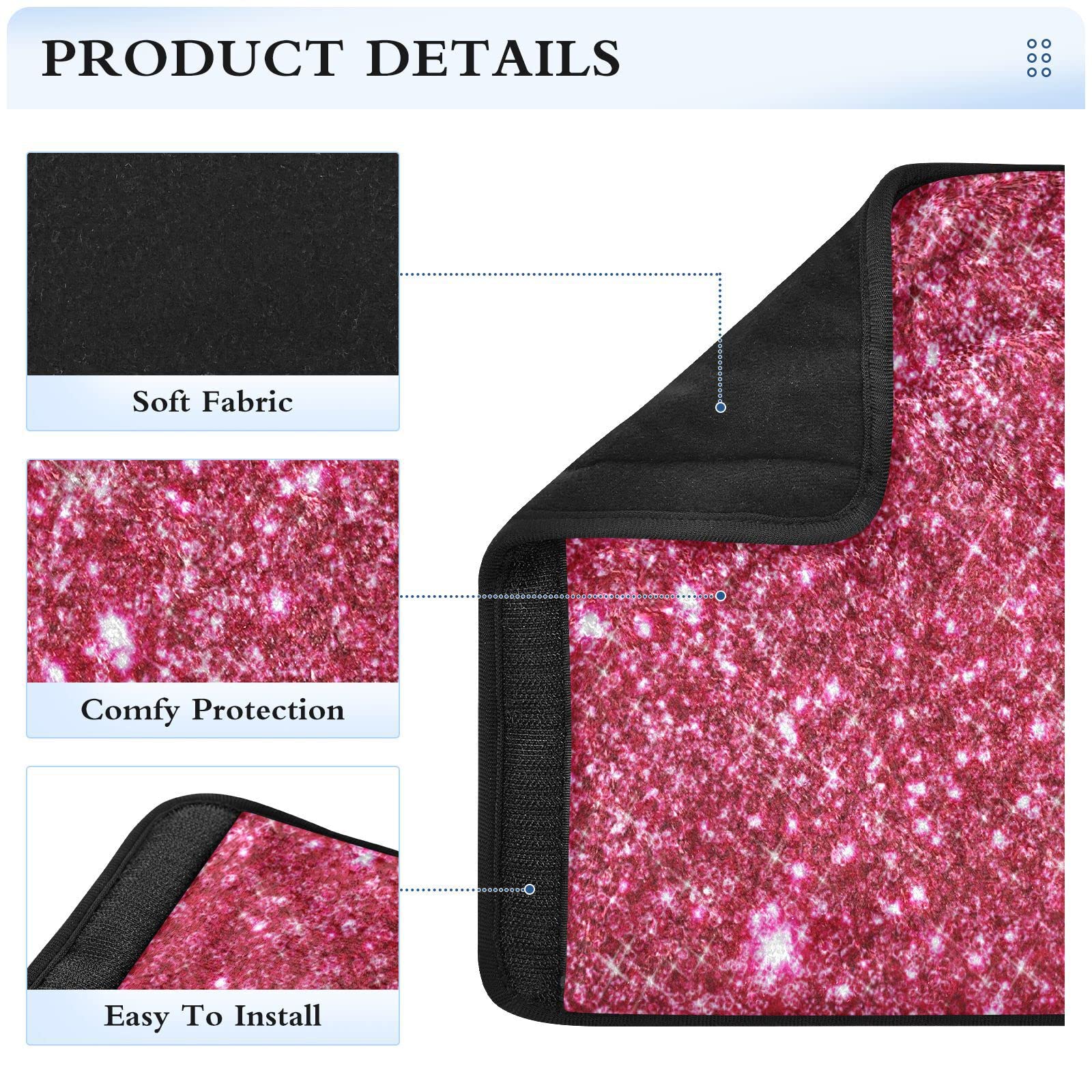 Lot De 2 Housses De Ceinture De Sécurité Brillantes - Taille S (16.5x16.5 Cm) - Rouge à Paillettes - Adulte/Enfant - 2