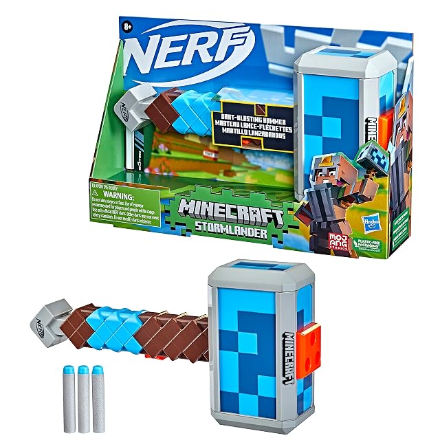 Nerf Minecraft Stormlander - Martillo lanzadardos - Lanza 3 Dardos - Incluye 3 Dardos Elite