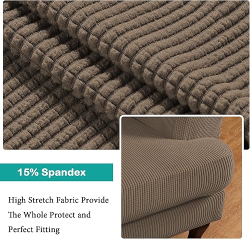 Vista 61 de Turquoize - Funda elástica para sofá de 2 piezas y 3 cojines, funda protectora lavable con elástico en la parte inferior, tela jacquard gruesa