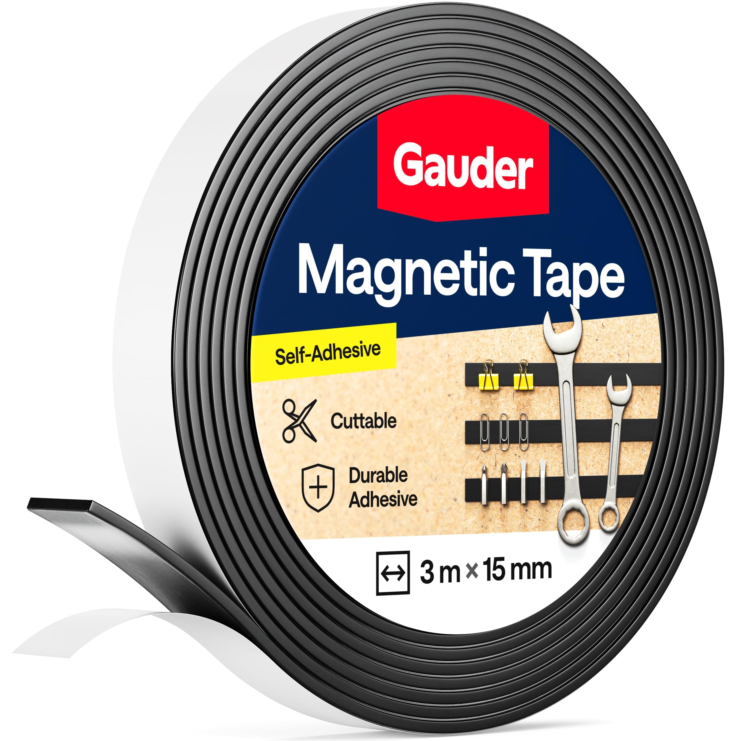 Magnetic Tape Self Adhesive | Magnet Strips With Adhesive Backing | Sticky Back Magnet Roll (3 M) 8719689185091