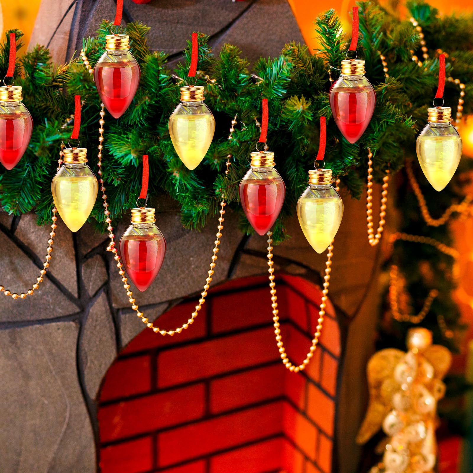 Patelai Lot de 48 boules de Noël en verre à liqueur en plastique à remplir pour sapin de Noël - Bouteilles d'eau transparentes pour décoration de fête d'intérieur et d'extérieur (goutte d'eau)