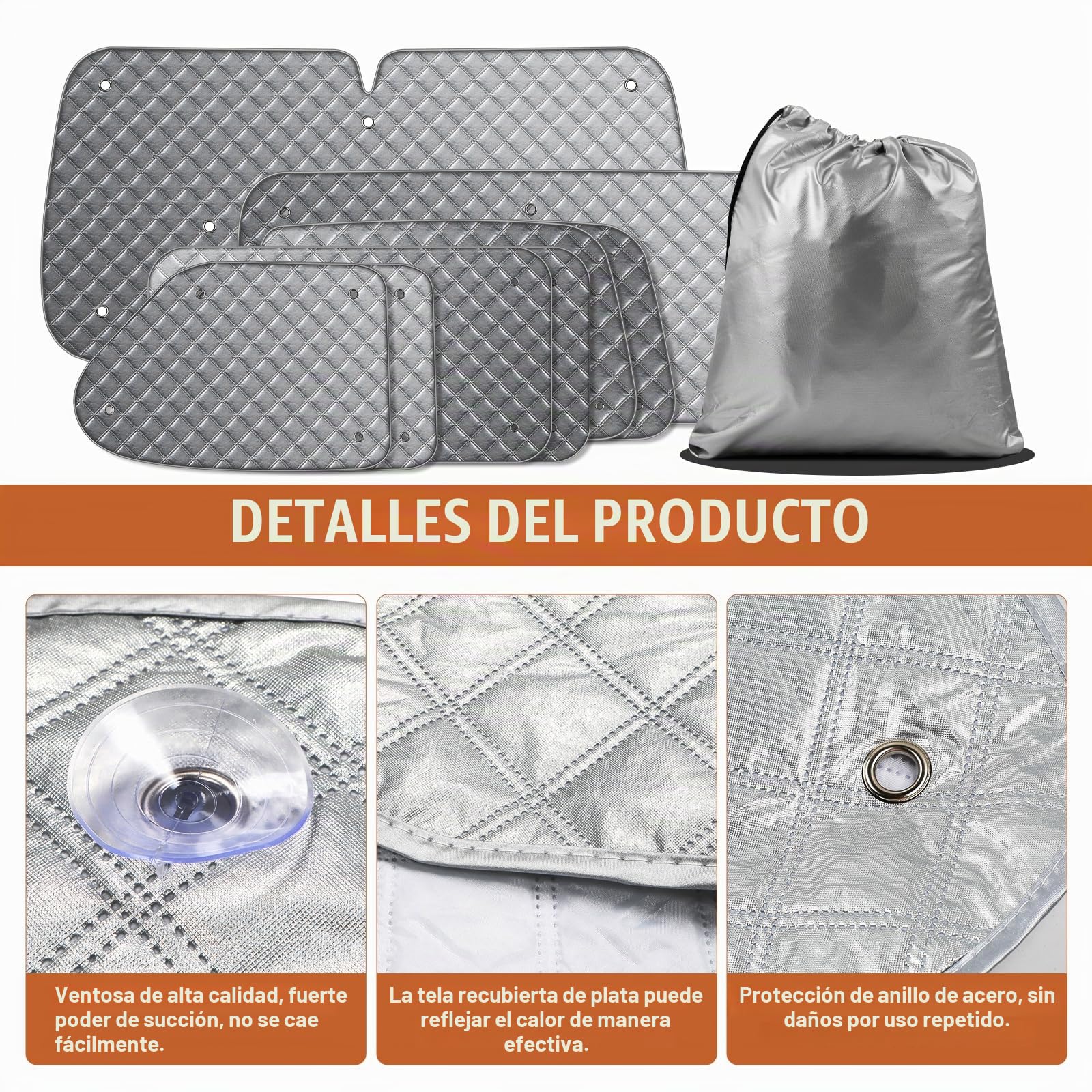 8 alfombrillas térmicas para cabina del conductor, aptas para VW T4 SWB, parasol interior de lujo, cortina térmica plegable, kit de oscurecimiento y protección contra el sol
