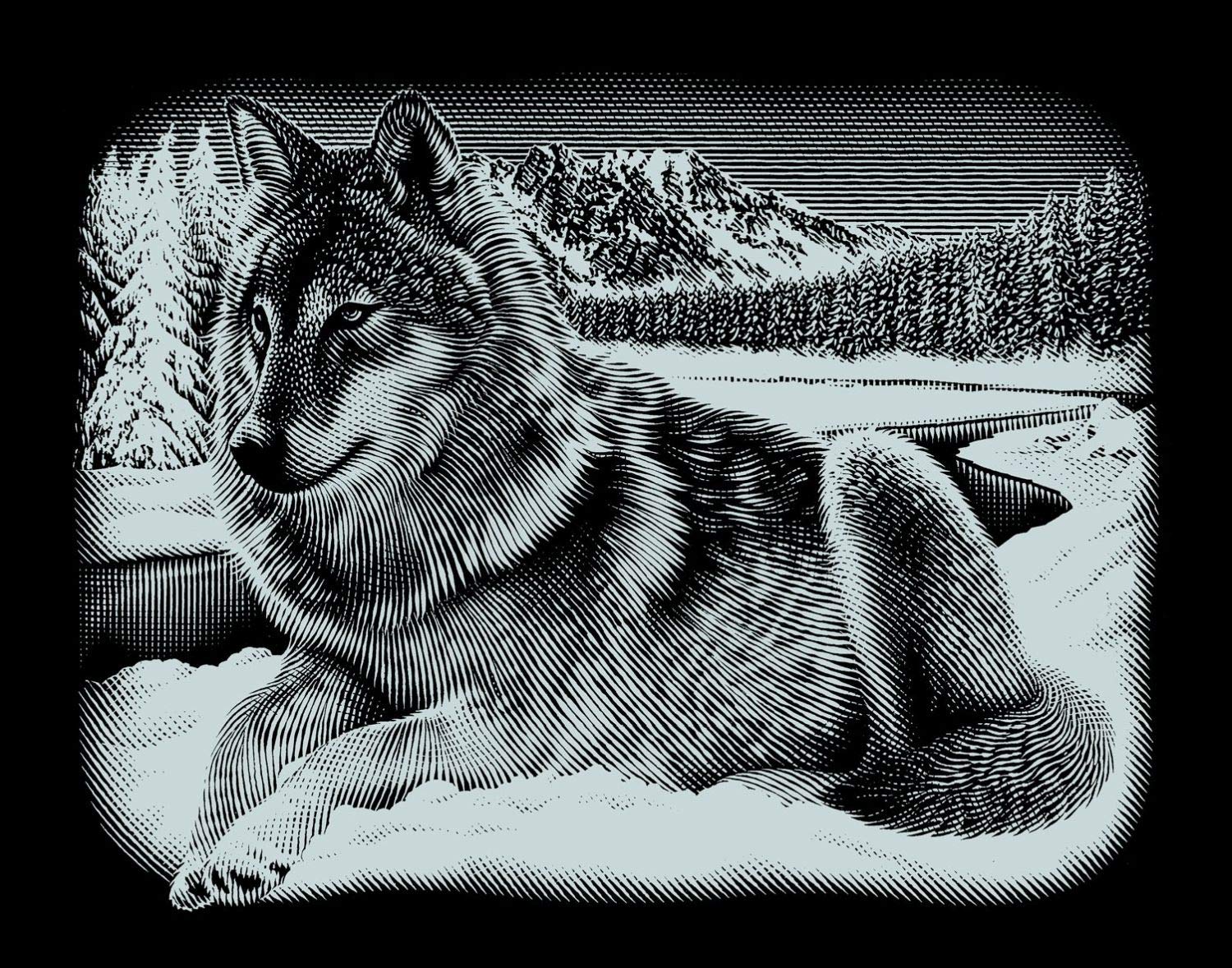 MAMMUT 137011 – obraz do zdrapywania, motyw wilka, srebrny, błyszczący, poprzeczny, kompletny zestaw z nożem do zdrapywania i arkuszem do ćwiczeń, skrobakiem, drapaniem, bazgrołem, zestaw do zdrapywania dla dzieci od 8 lat