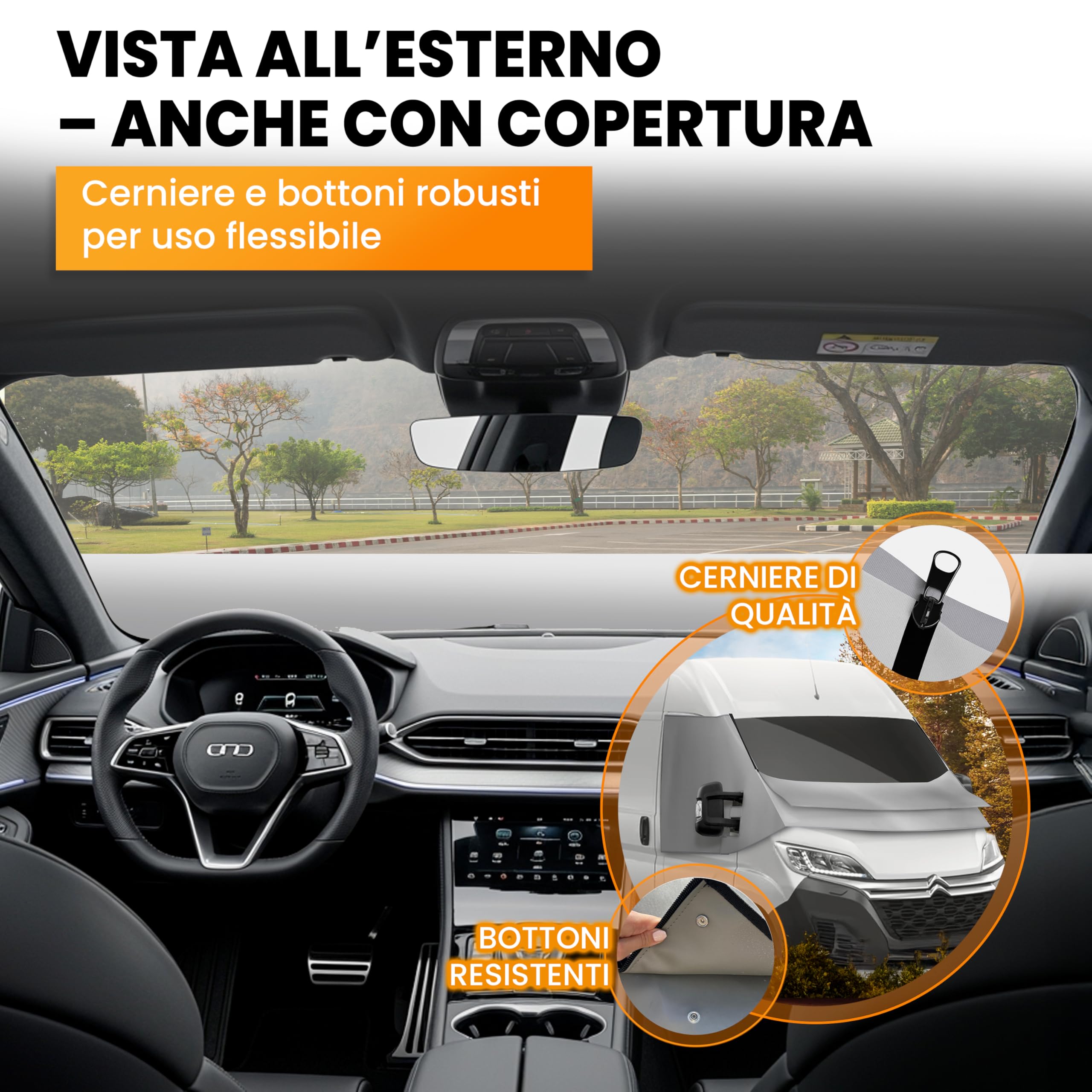 NATURIZ FIAT Ducato Copriparabrezza, tappetino termico esterno di alta qualità, resistente alle intemperie, con efficace protezione solare per camper, adatto per Ducato, Jumper, Boxer 2006-2025