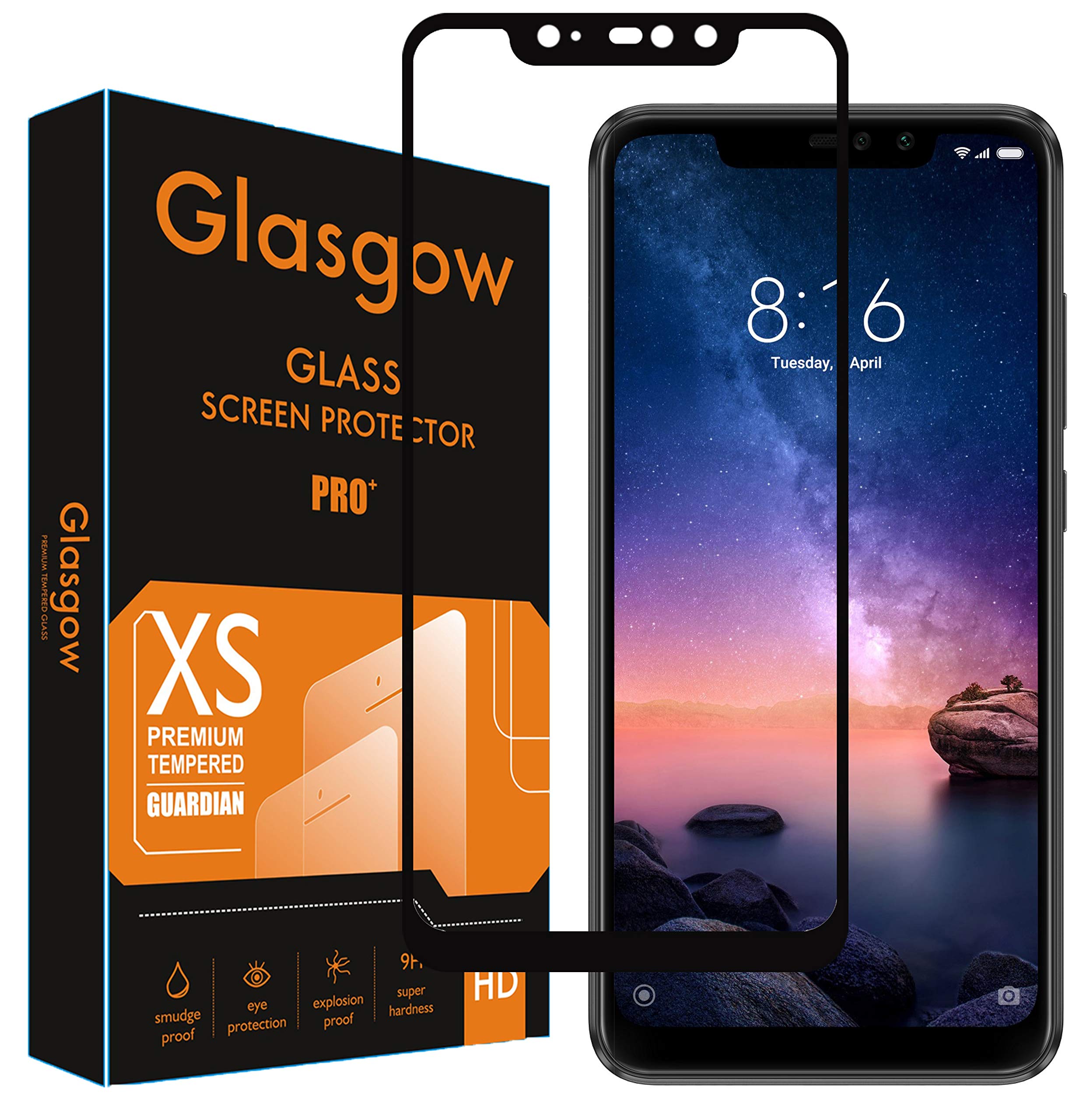 Glasgow |For Mi Redmi Note 6 Pro | Tempered Glass Screen Protector Guard | Full Glue Curved Tempered Glass | Bubble Free Installation | Gorilla - Black (B07WJV1Z87) Amazon Price History, Amazon Price Tracker