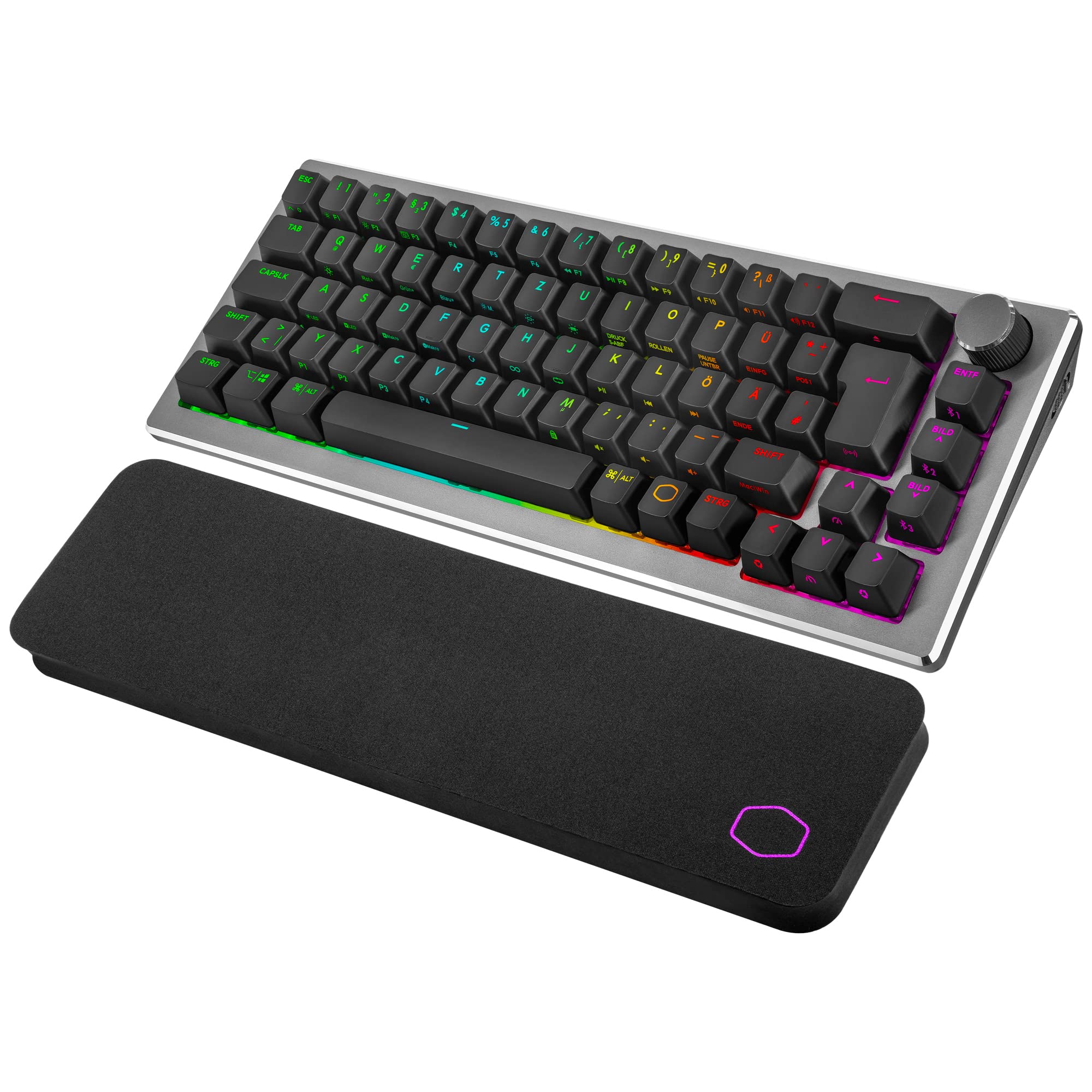 Cooler Master CK721 Mechanische Tastatur - Keyboard mit 65% Layout, TTC-Schalter, RGB-Beleuchtung pro Taste, Hybrid-Wireless-Technologie, Präzisionsrad - Space Grau, DE - QWERTZ