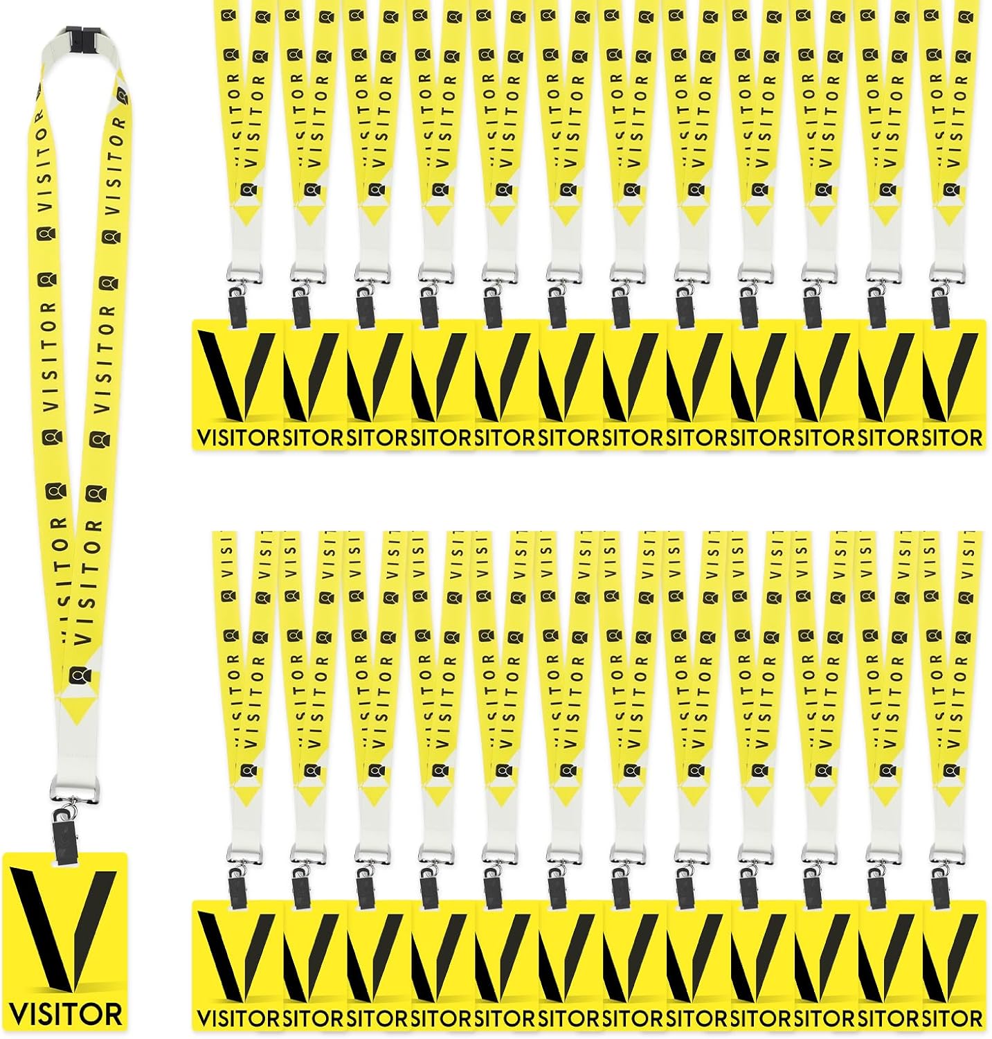 Event Staff Badge Lanyards with PVC Pass Cards 50 Sets, Breakaway Design with Metal Swivel Clips for Concert, Conference, Volunteer Events