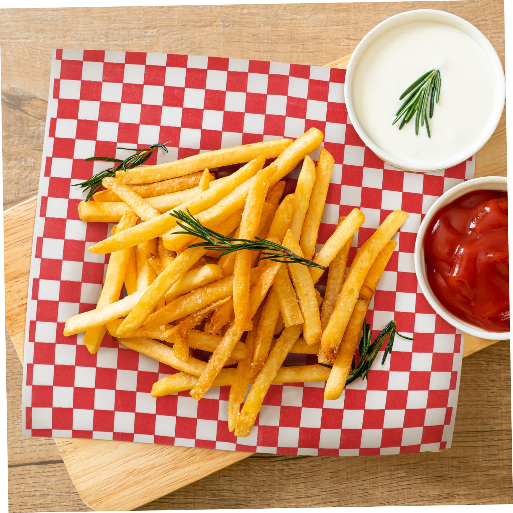 Unomor Bread Basket for Serving Cover 24pcs Waxed Paper Food Wrapping Sheets Checkered Pattern