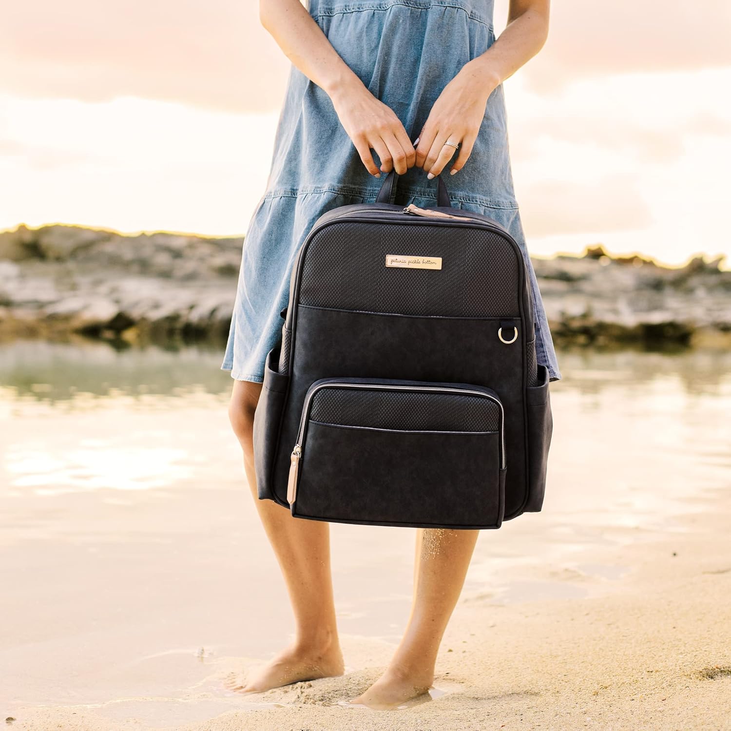 Petunia Pickle Bottom Sync Backpack | Diaper Bag | Diaper Bag Backpack for Parents | Top-Selling Stylish Baby Bag | Sophisticated and Spacious Backpack for On The Go Moms | Carbon Cable Stitch