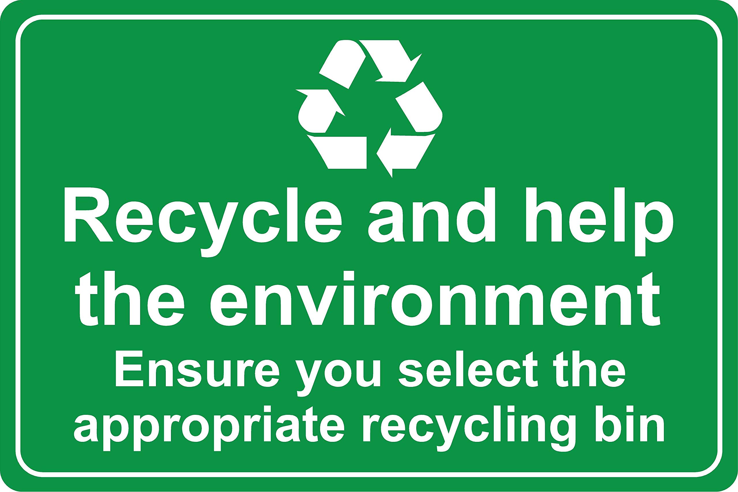 Recycle and help the environment ensure you select the appropriate recycling bin Safety sign - Self adhesive sticker 200mm x 150mm