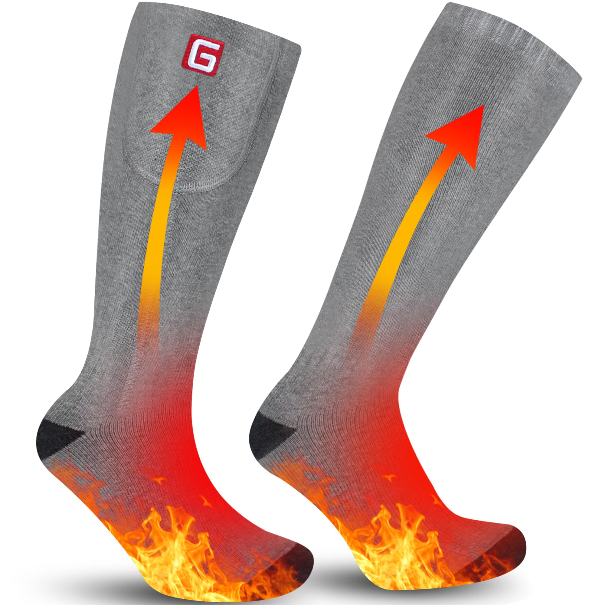 GEMSTONEGO Men Heated Socks Electric Rechargeable Battery Powered Heated Socks for Men Winter Cotton Warm Heated Socks for Outdoor Sports Hiking