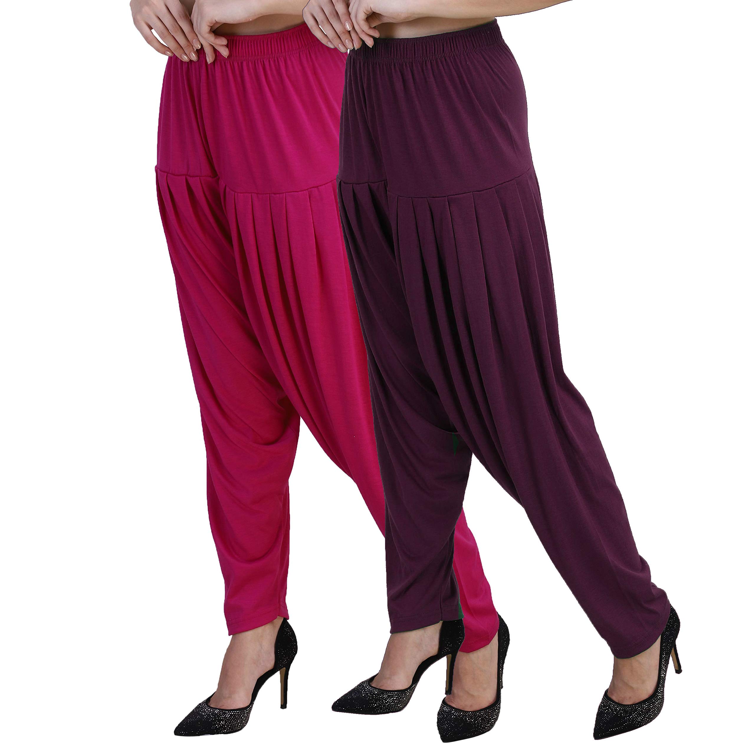 casuals Women Regular fit Patiala Pants Black Green Pink Pack 3-picture-4