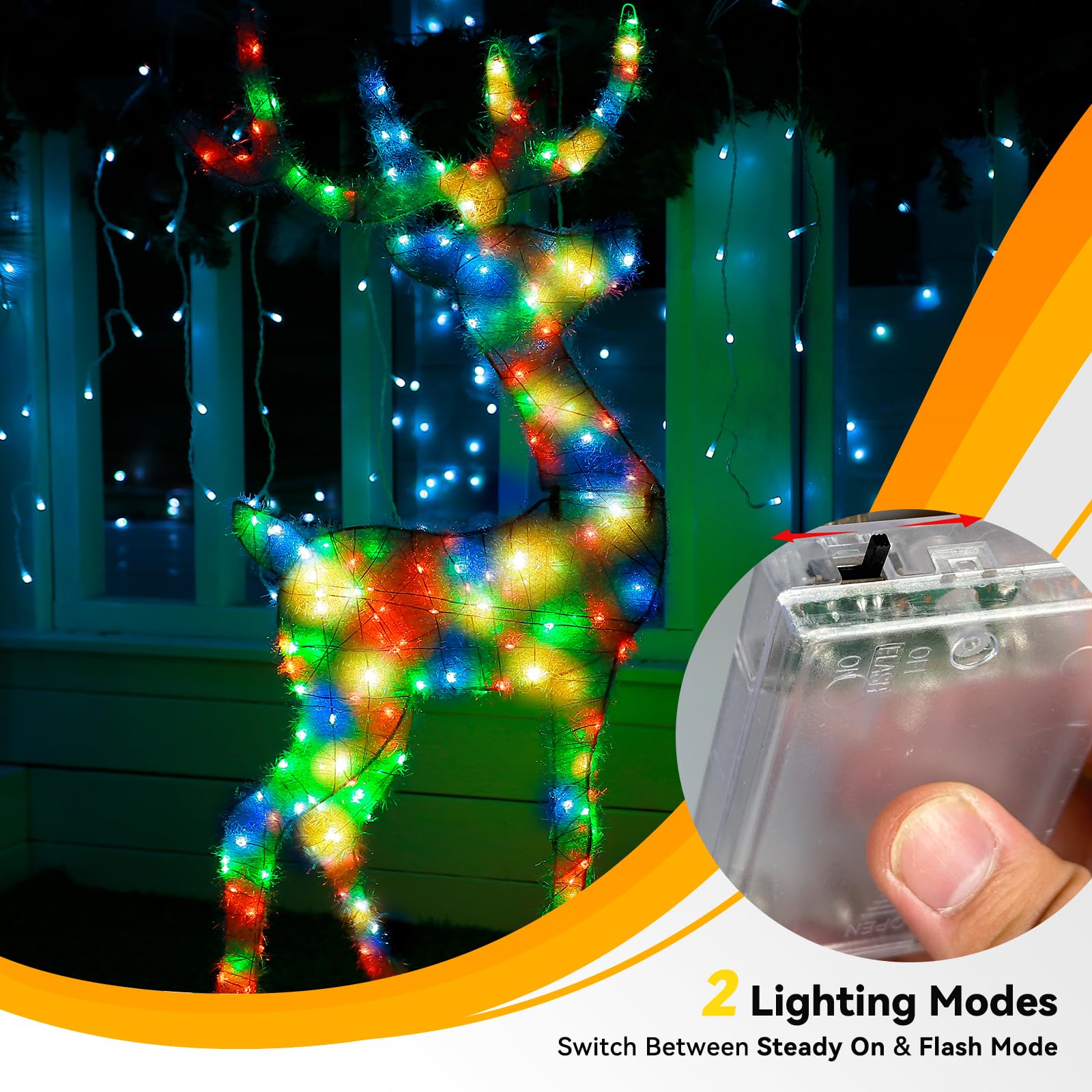 LitHome Lot de 8 guirlandes lumineuses multicolores à piles, 6 m 60 LED scintillantes à piles, 2 modes, étanche, pour intérieur et extérieur, Noël, mariage, chambre à coucher
