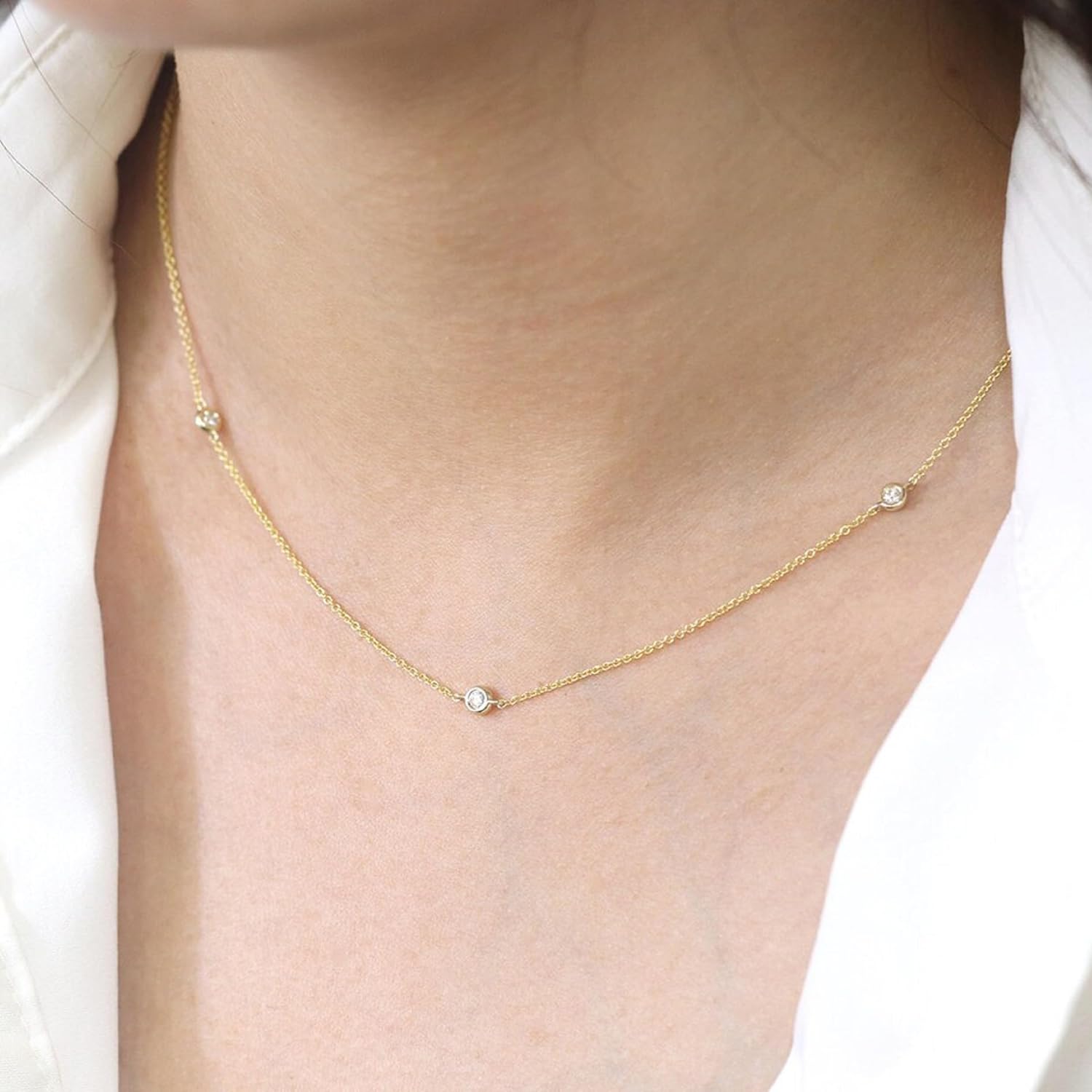 Pencros Gold Dainty Choker Necklace for Women,14K Gold Plated Station Necklace Womens CZ Chain Trendy Layering Necklaces Minimalist Simple Jewelry Gift - Image 6