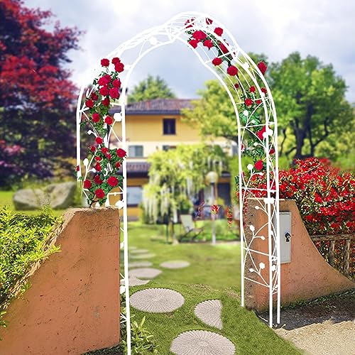 Miniatura 3 de Arco de jardín de metal de 98.4 pulgadas de alto, enrejado de jardín, plantas trepadoras, soporte de arco de rosas, césped al aire libre, boda,