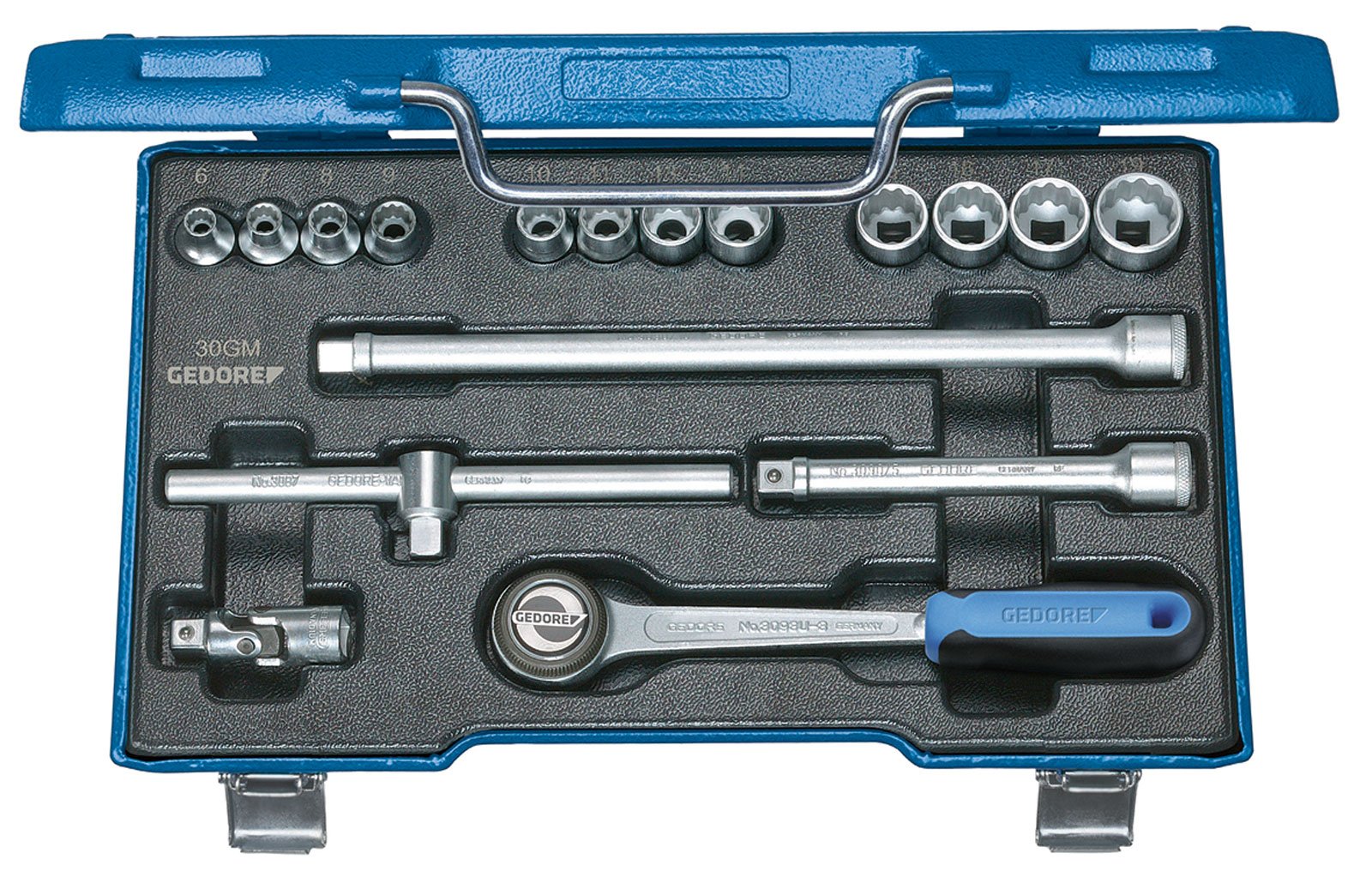 Gedore Socket Set D 30 GMU 3, Blue, 17 UD-Profil 6-19 mm D
