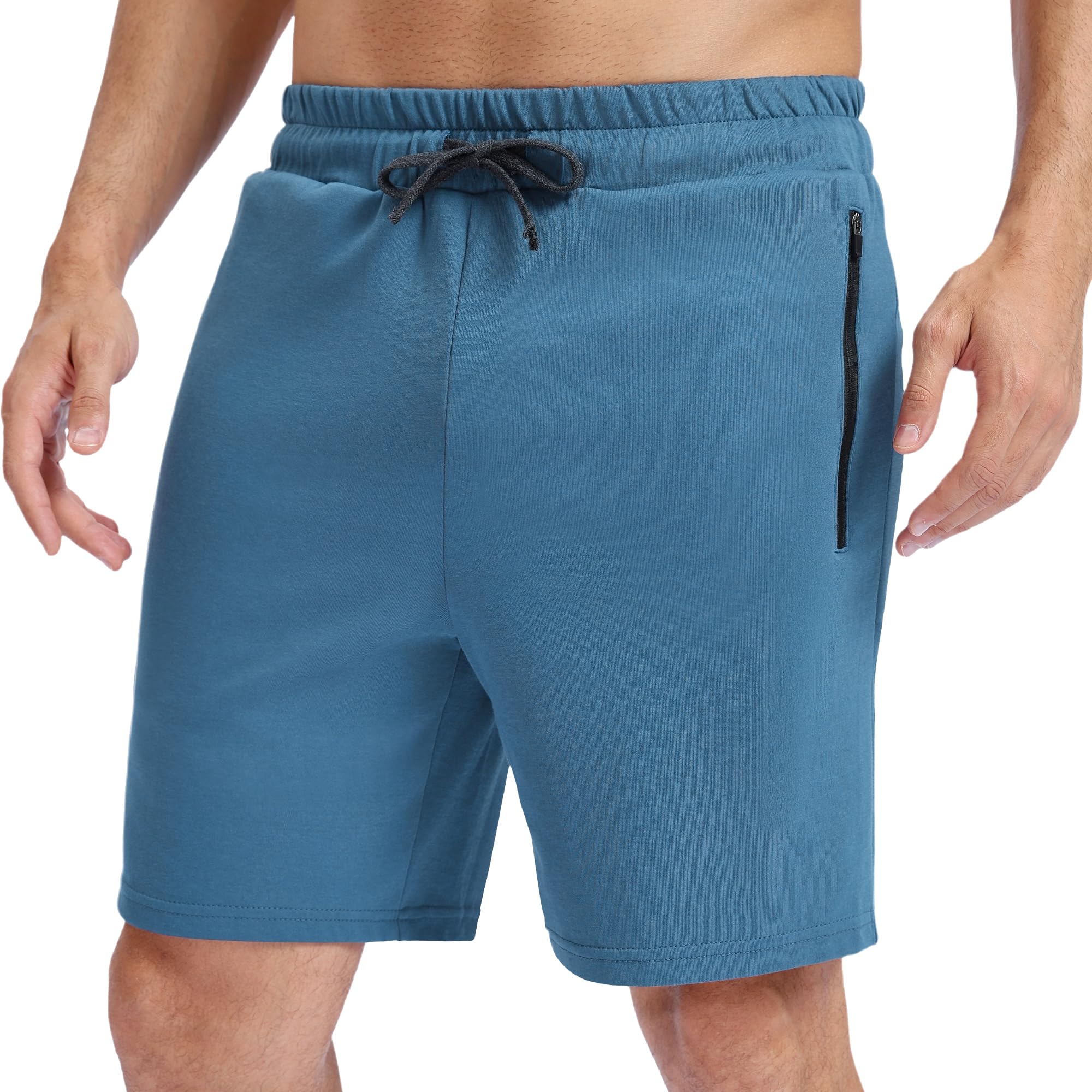 BIG ELEPHANT Herren Baumwoll-Shorts mit Kordelzug – Atmungsaktive Sportshorts für Training, Jogging, Freizeit, mit Taschen und lockerer Passform