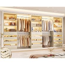 Aheaplus Closet System with 12 Drawers, 8.5-11.5Ft Wood Closet Organizer