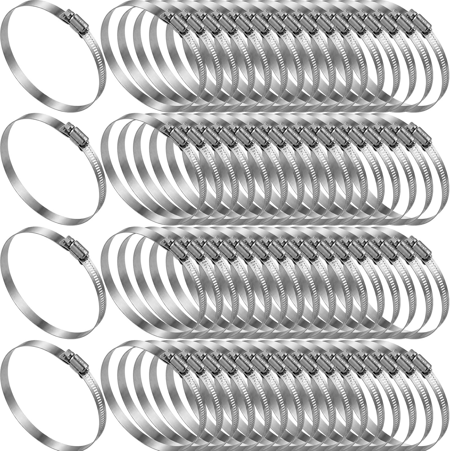 Zhengmy 50 Pack 2.5 Inch Stainless Steel Hose Clamps Adjustable 1-13/16" to 2-3/4" 46-70 mm Worm Gear Clamps Duct Clamp for Automotive Fuel Line Air Duct Dryer Vent Plumbing Industrial Use