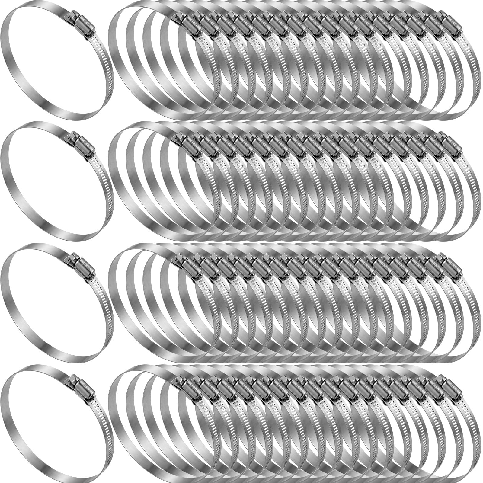 Zhengmy 50 Pack 2.5 in Stainless Steel Hose Clamps, 1-13/16" to 2-3/4"